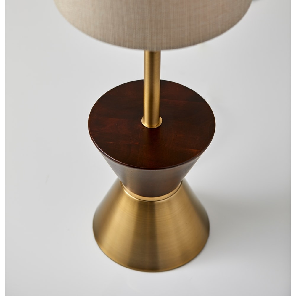 Adesso Antique Brass and Walnut Rubberwood Carmen Table Lamp