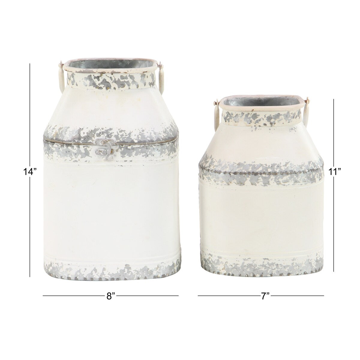 Metal Decorative Vase - Set of 2 White - Roche River Decor