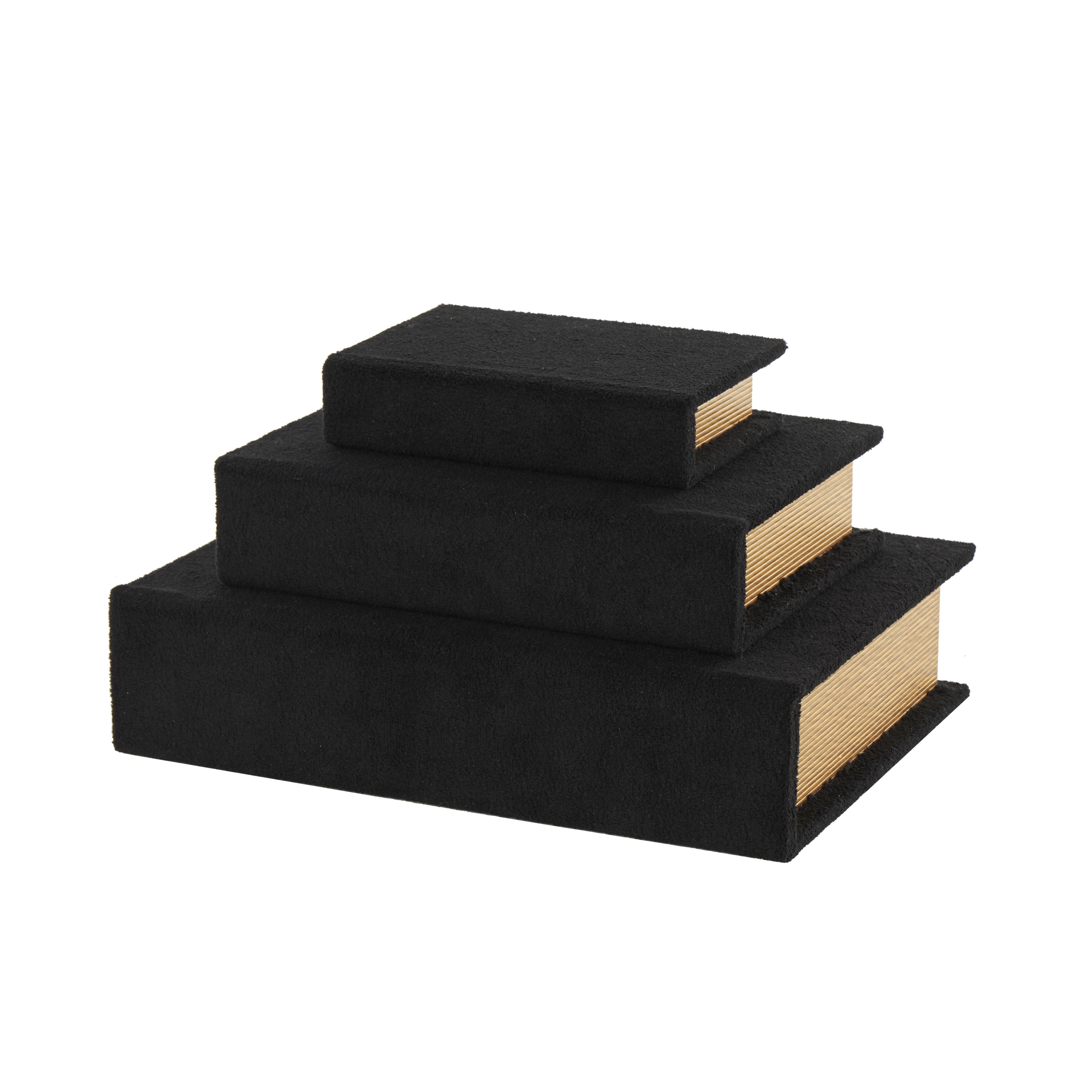 Linen Leather or Wooden Fabric Storage Book Decorative Box - Set of 3 or 4 Multi Colored - Roche River Decor