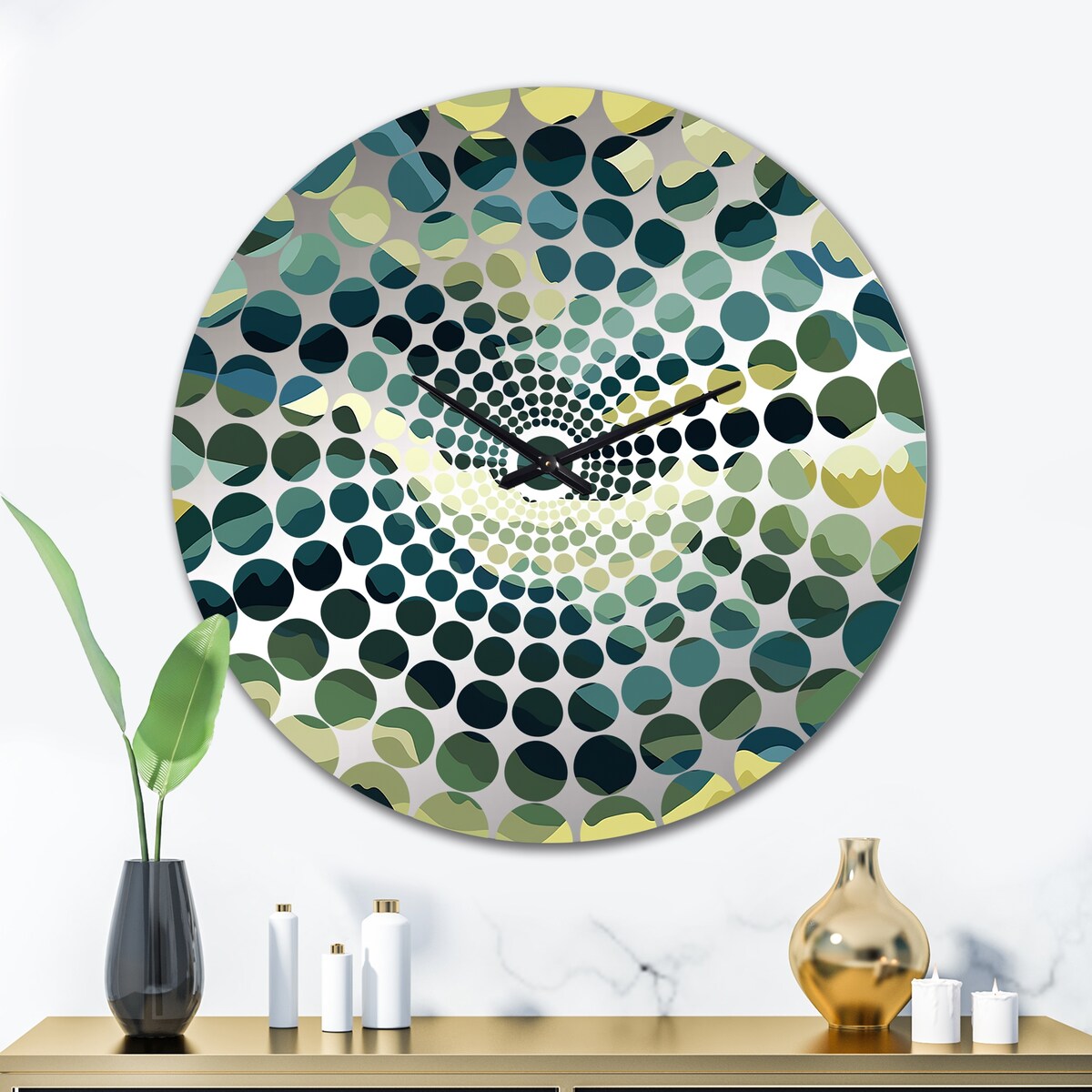 Designart Camouflage Green And Brown Wave Green Camouflage Clocks Modern Oversized Wall Clocks For Entryway