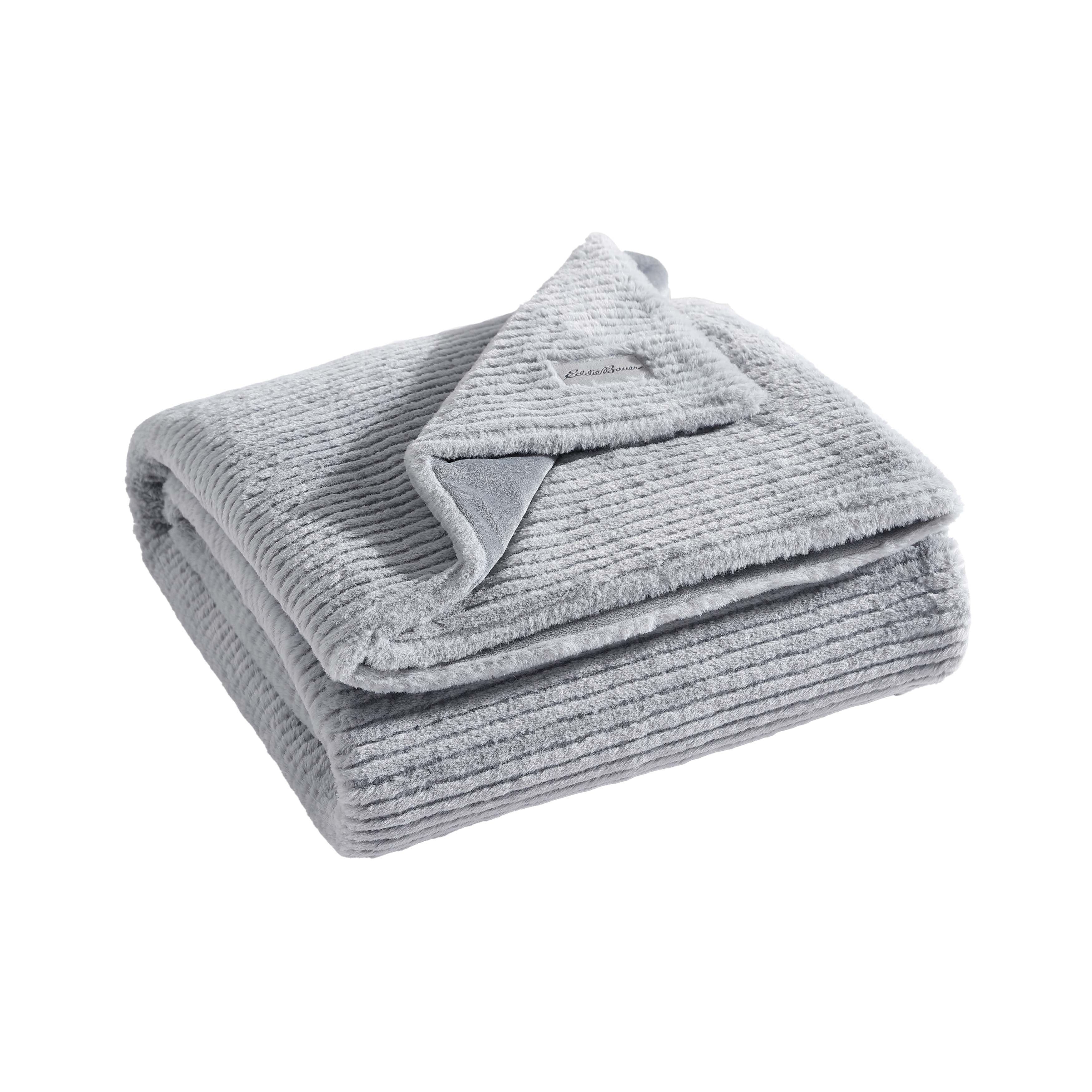 Eddie Bauer Ribbed Super Soft Textured- Solid Plush Throw Blanket