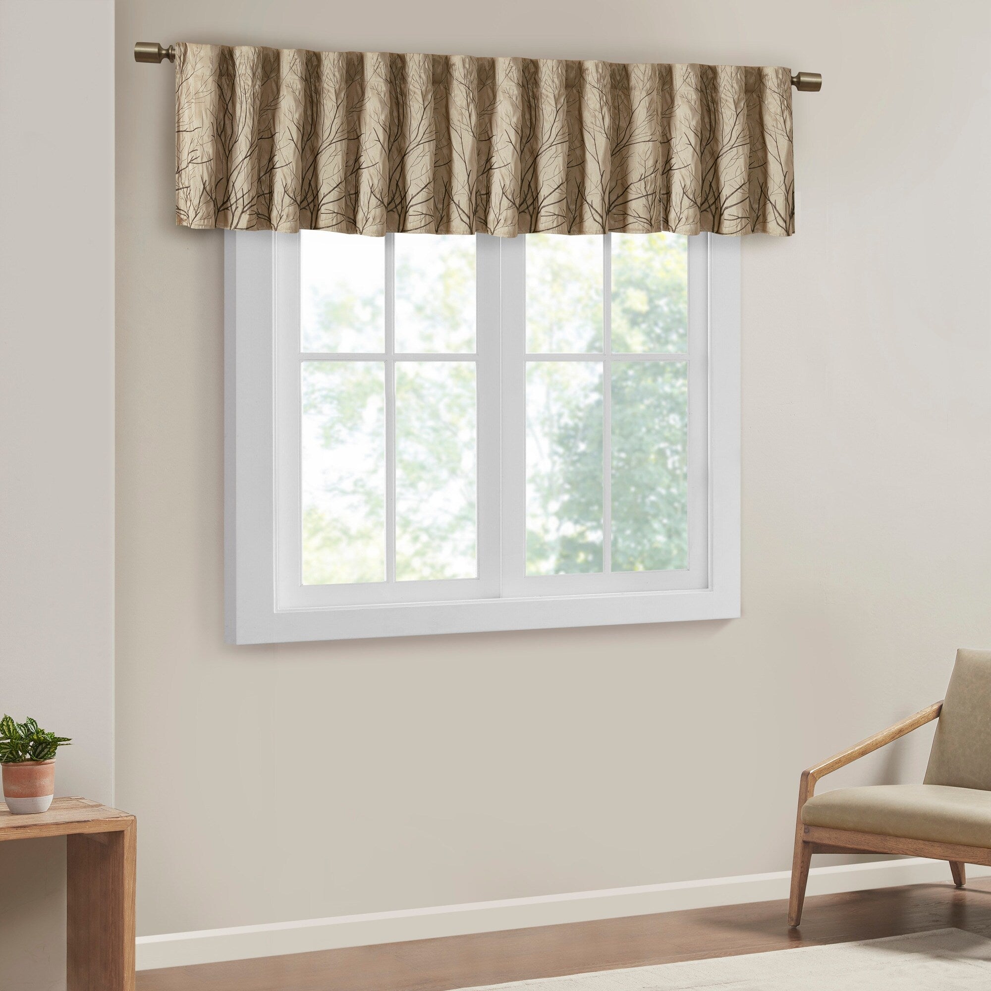 Madison Park Eliza Faux Silk Embroidered Window Valance - 50 x 18