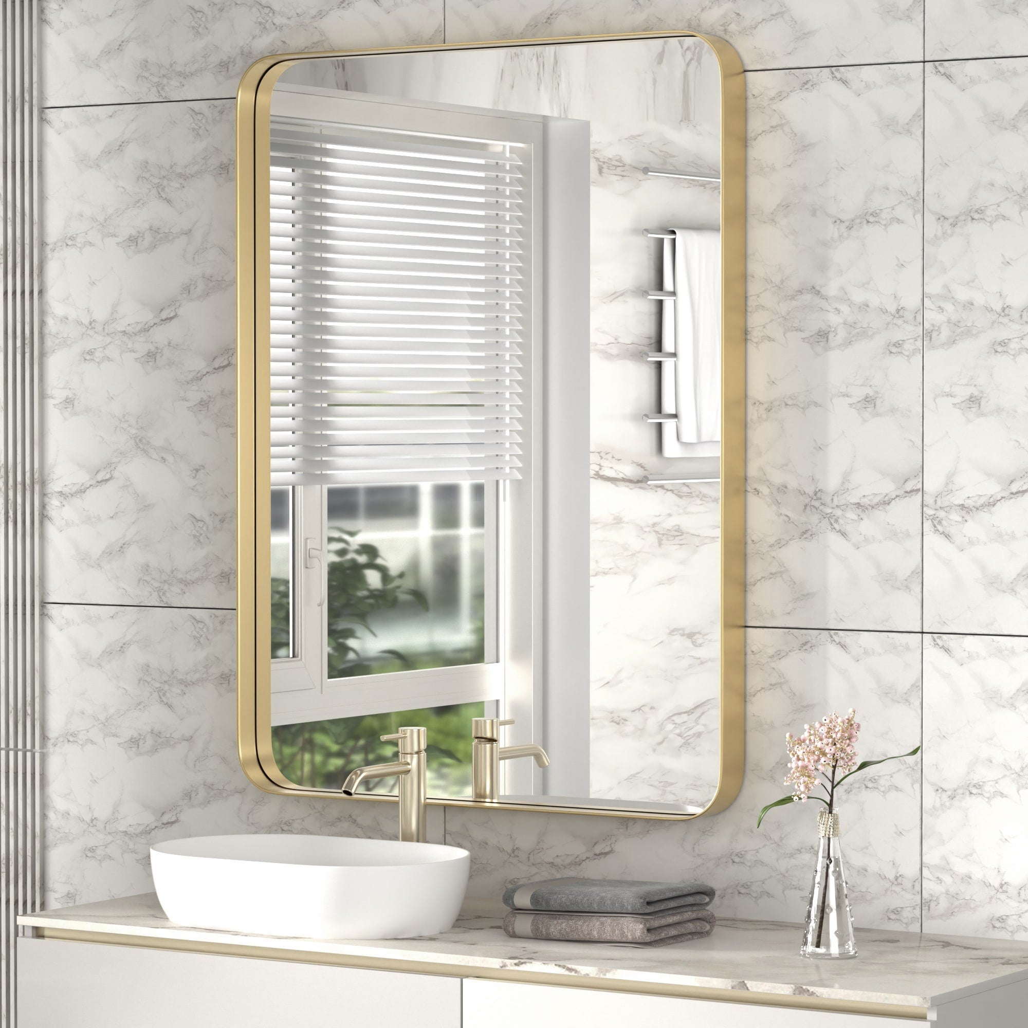 Stainless Steel Rectangular Mirror, Bathroom Mirror, Dressing Mirror, Wall Mirror, Decorative Mirror