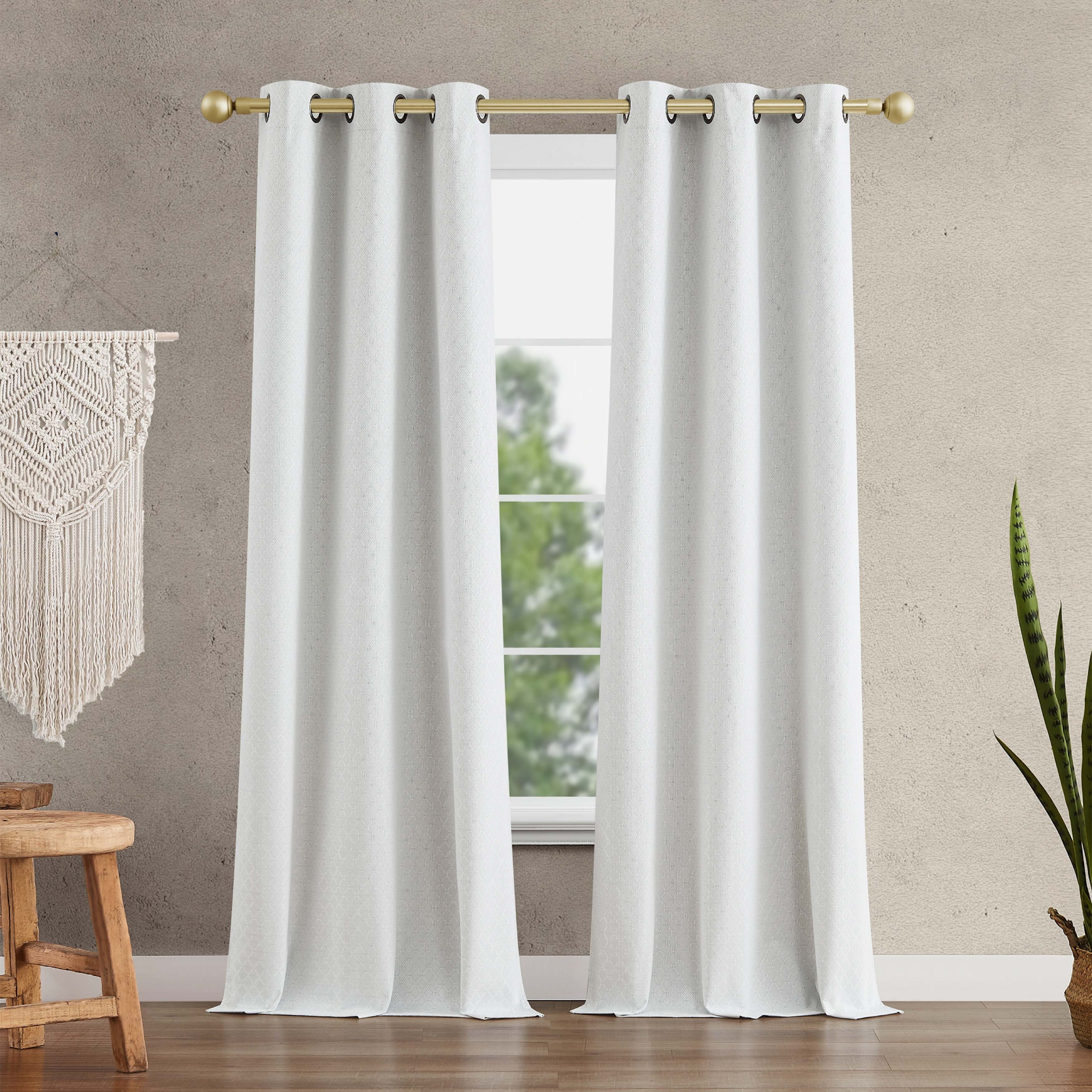 Jessica Simpson Faye Textured Blackout Grommet Window Curtain Panel Pair with Tiebacks