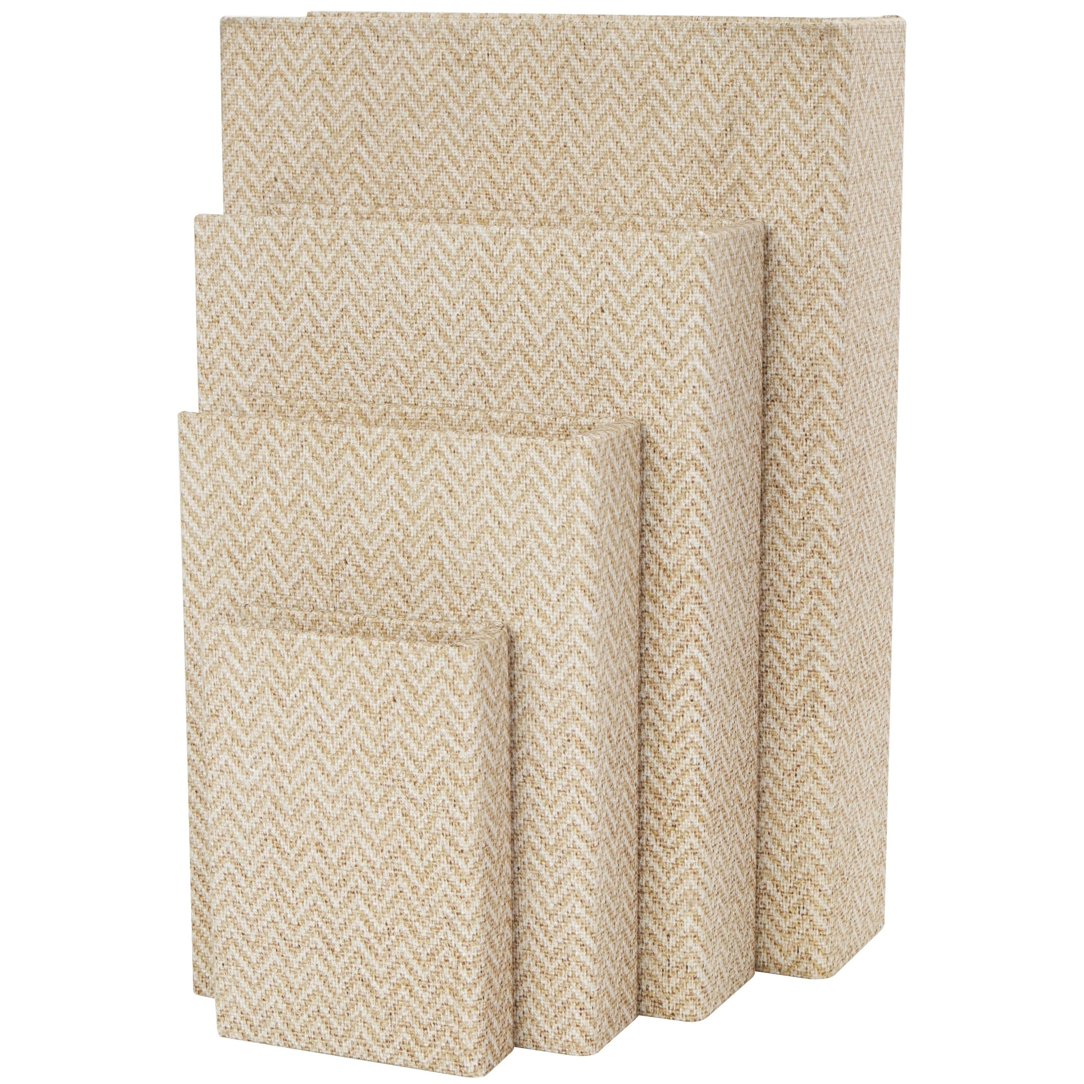 Linen Leather or Wooden Fabric Storage Book Decorative Box - Set of 3 or 4 Multi Colored - Roche River Decor