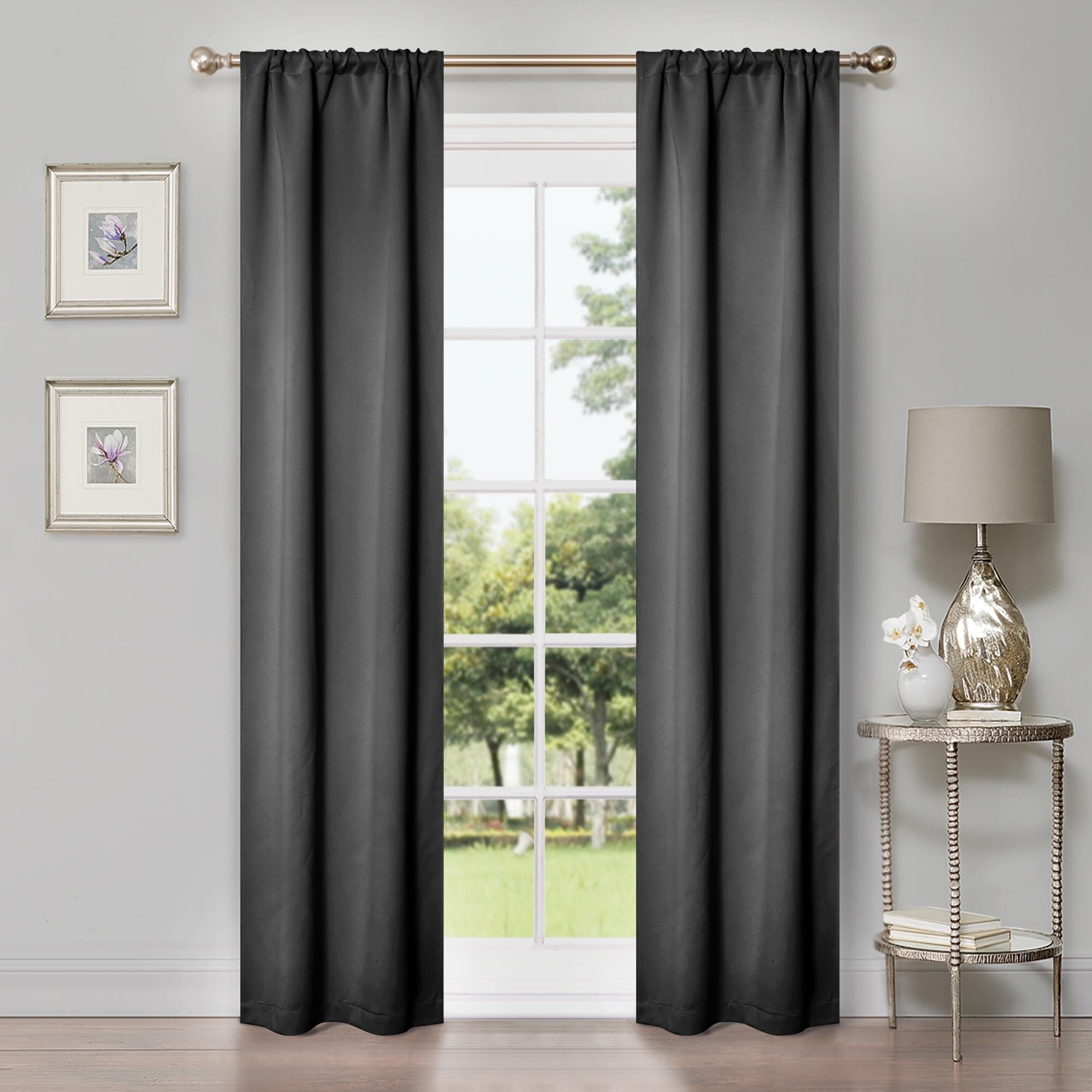 Superior Modern Solid Room Darkening Blackout Curtains, Rod Pocket