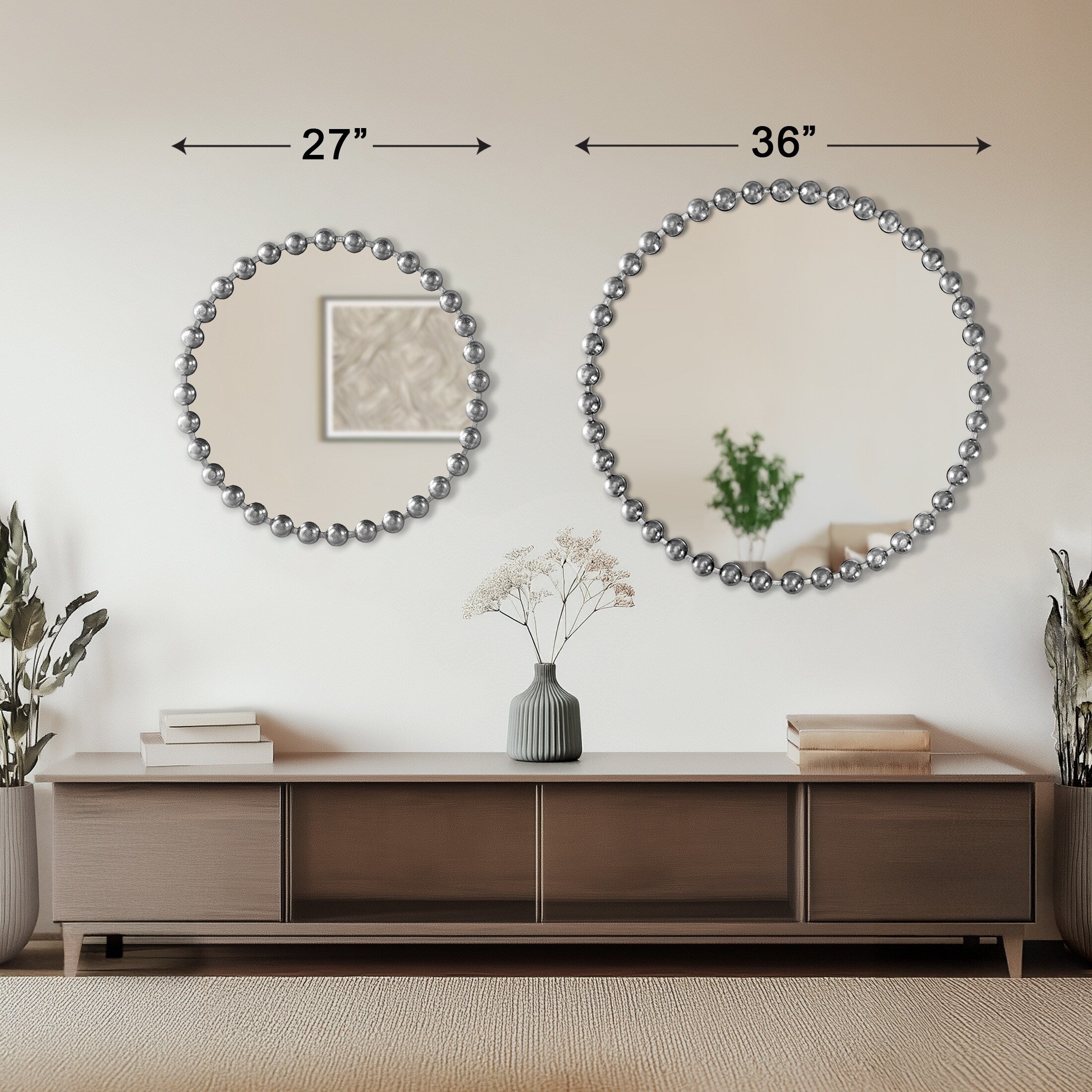 Madison Park Signature Marlowe Beaded Round Wall Mirror