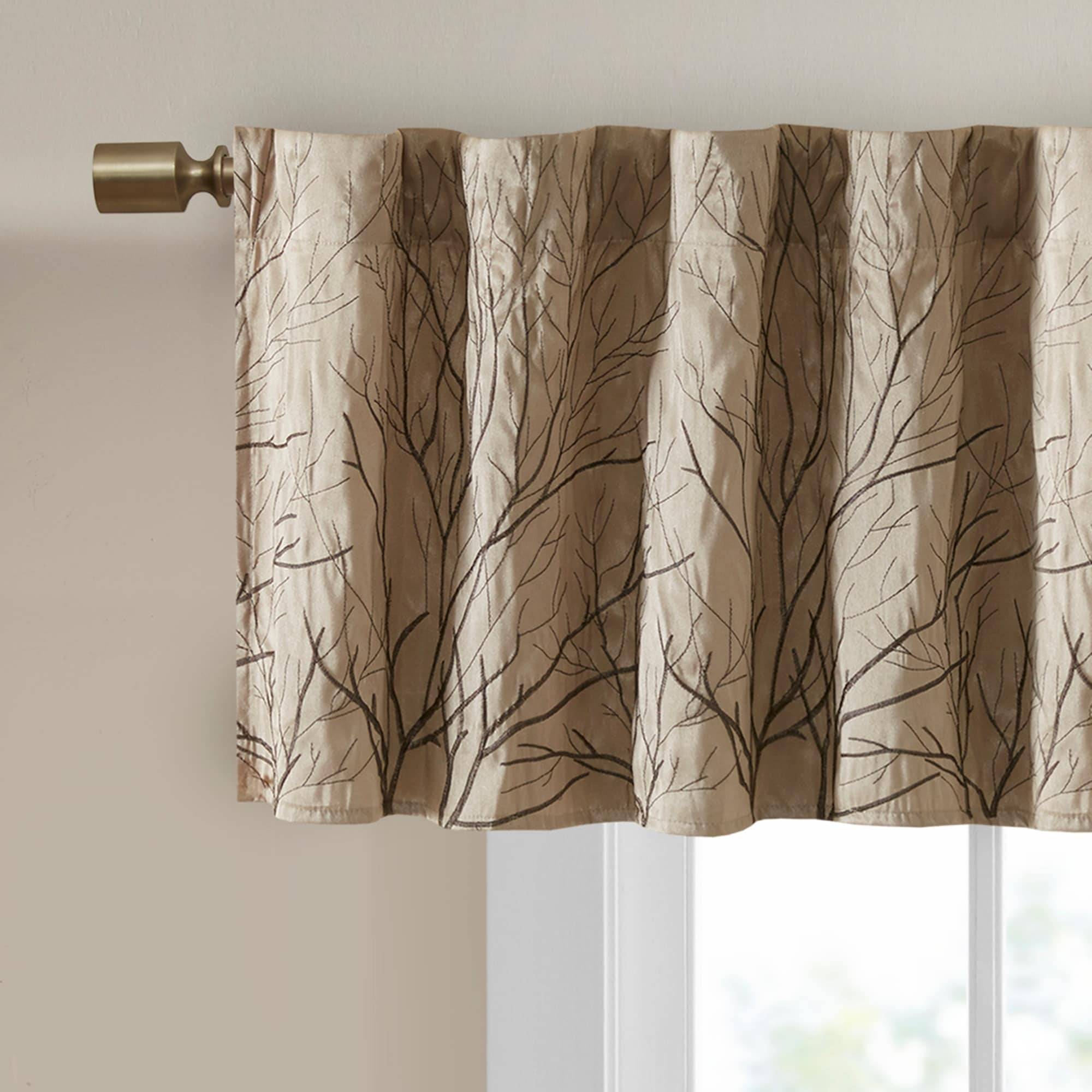 Madison Park Eliza Faux Silk Embroidered Window Valance - 50 x 18