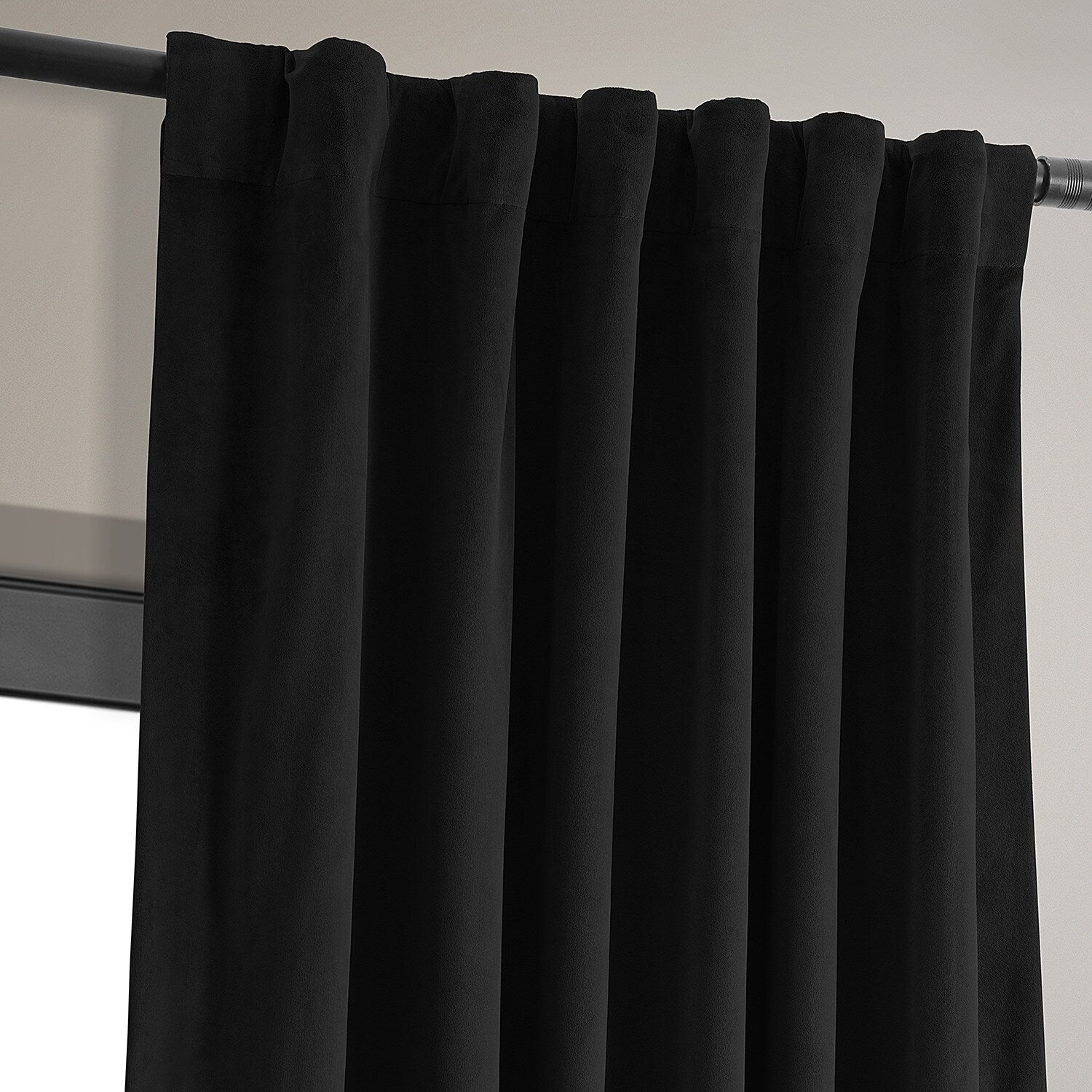 Exclusive Fabrics Signature Warm Black Velvet Single Blackout Curtain Panel