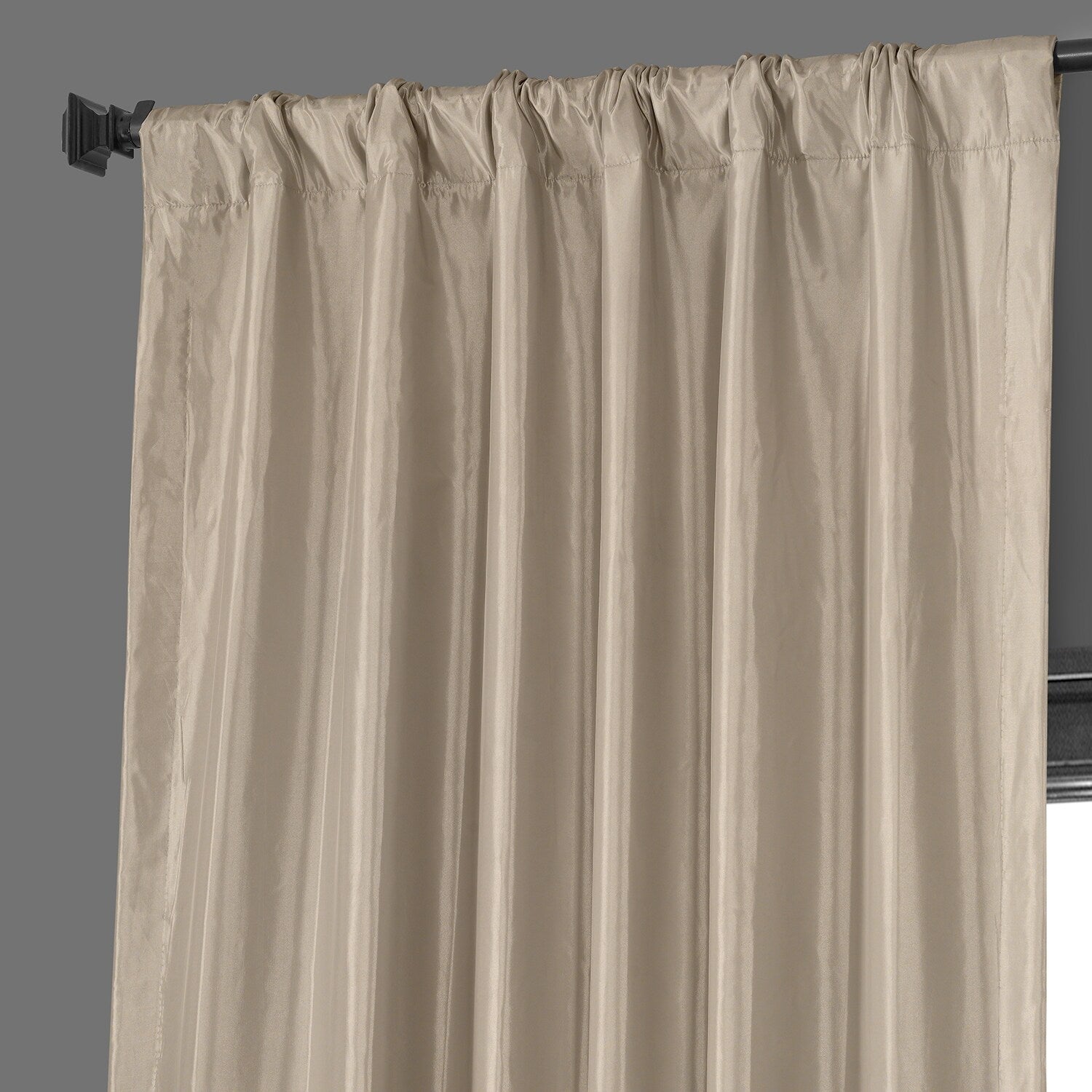 Exclusive Fabric Faux Silk Taffeta Solid Blackout Curtain (1 Panel)