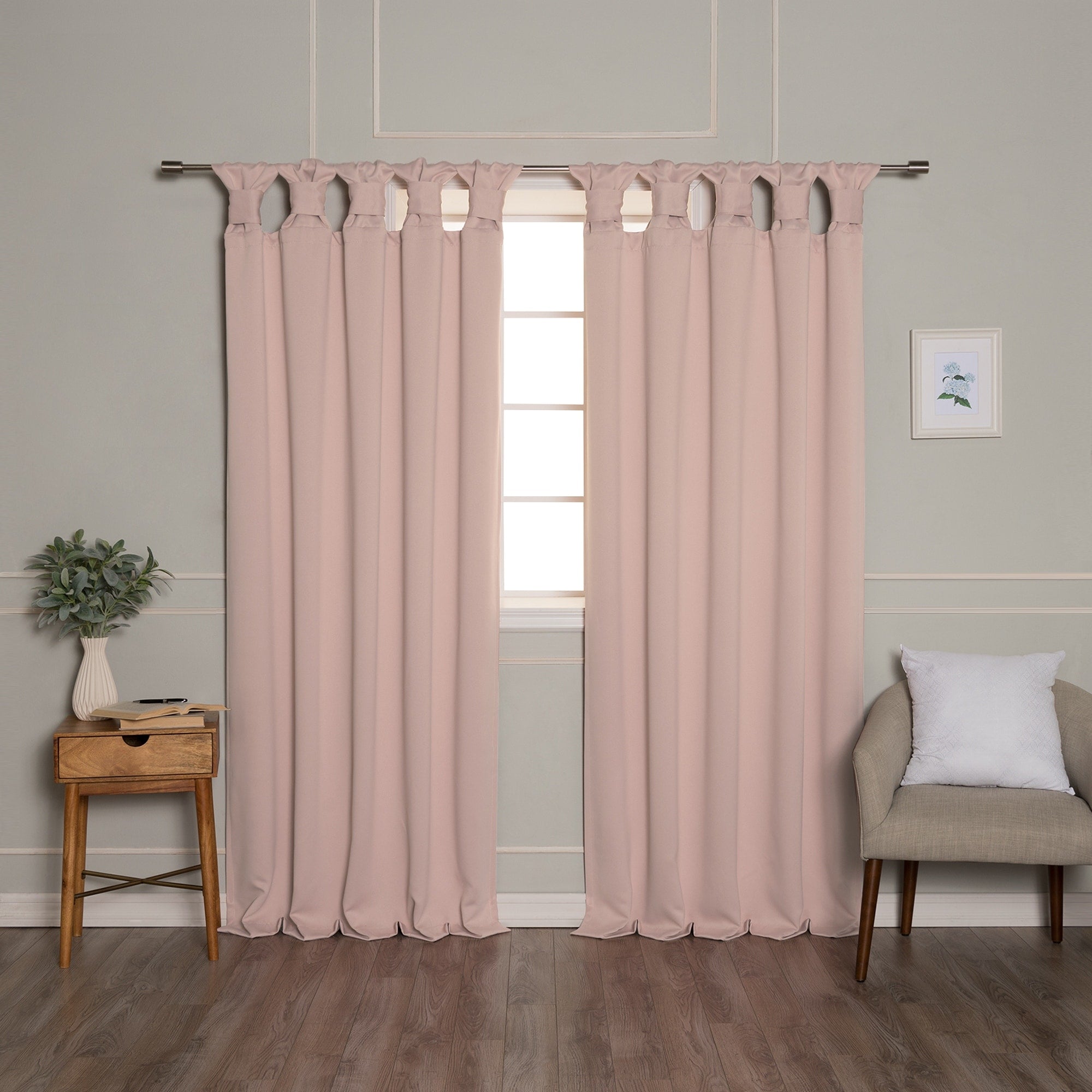 Aurora Home Thermal Insulated Blackout Knotted Tab Curtains