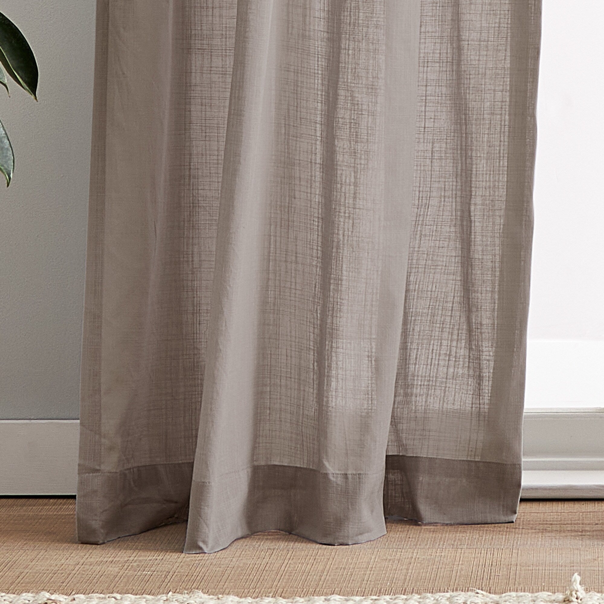 100% Cotton Sheer Tie Tab Curtain Panel Pair