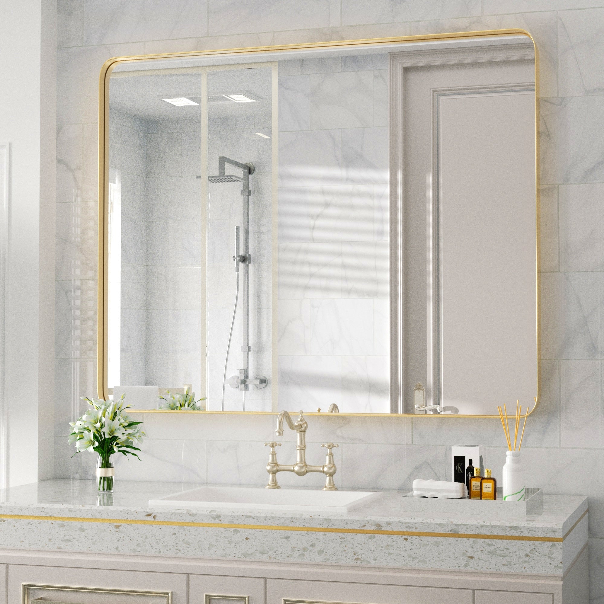 Stainless Steel Rectangular Mirror, Bathroom Mirror, Dressing Mirror, Wall Mirror, Decorative Mirror