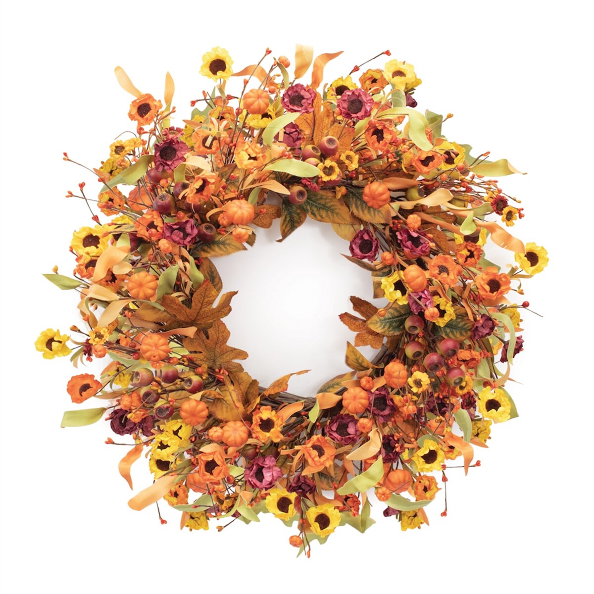 Fall Pod Pumpkin Floral Wreath 24D