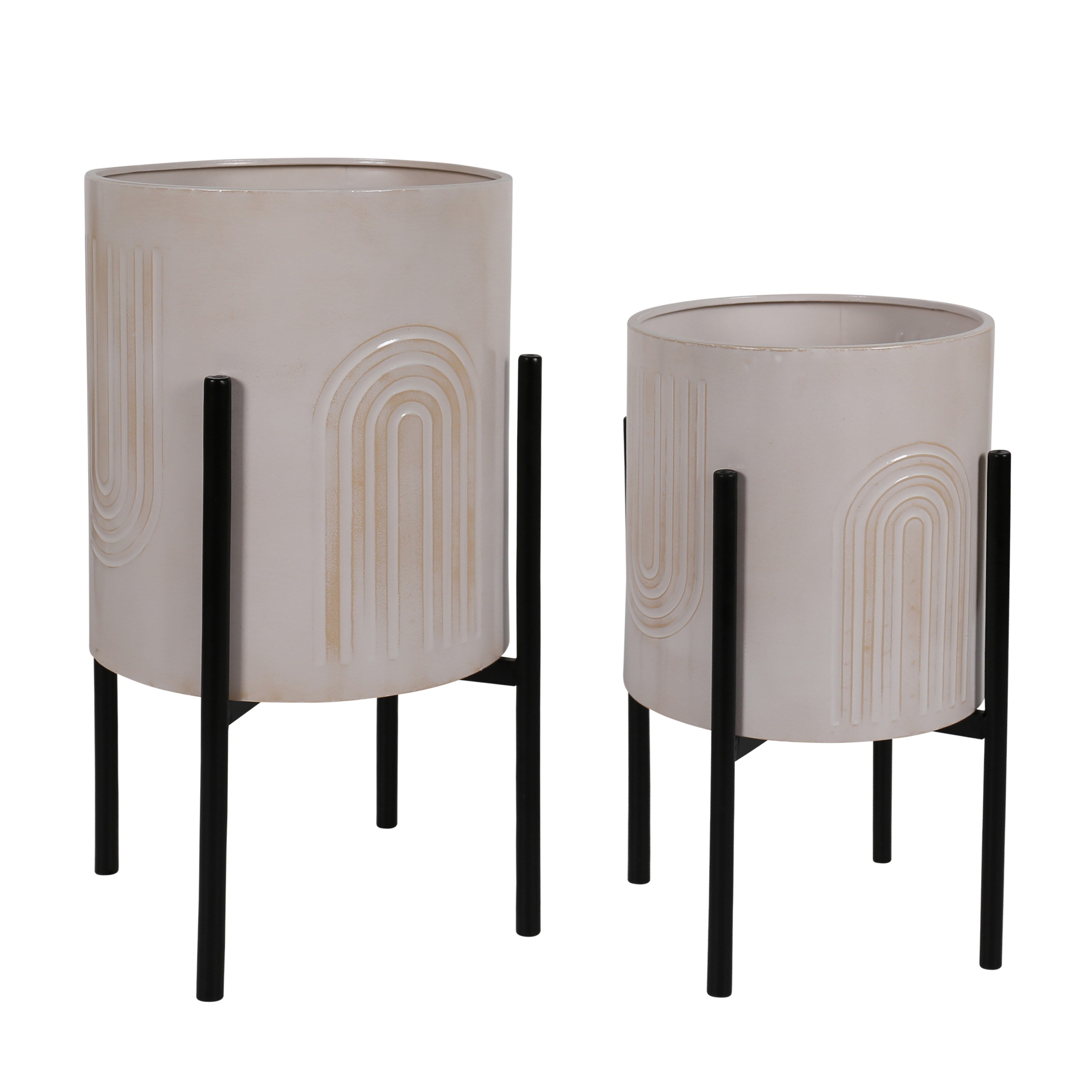 Sagebrook Home Chic Modern Planter Set of 2 - A Statement Piece for Indoor or Outdoor Greenery, Ideal for Contemporary Spaces