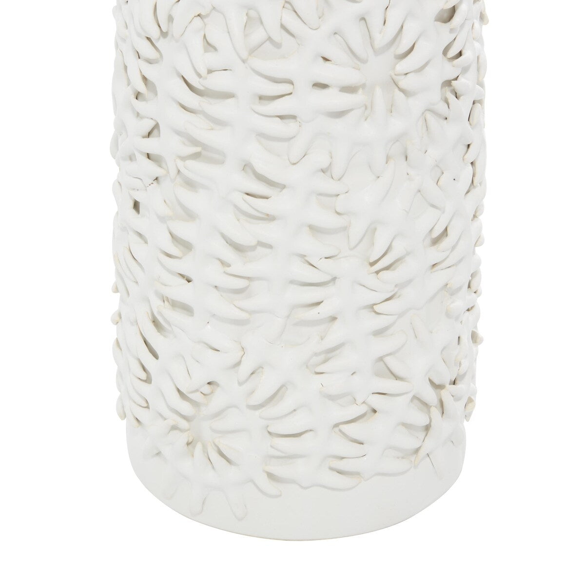 Ceramic Leaf Embossed Decorative Vase - White - Roche River Decor