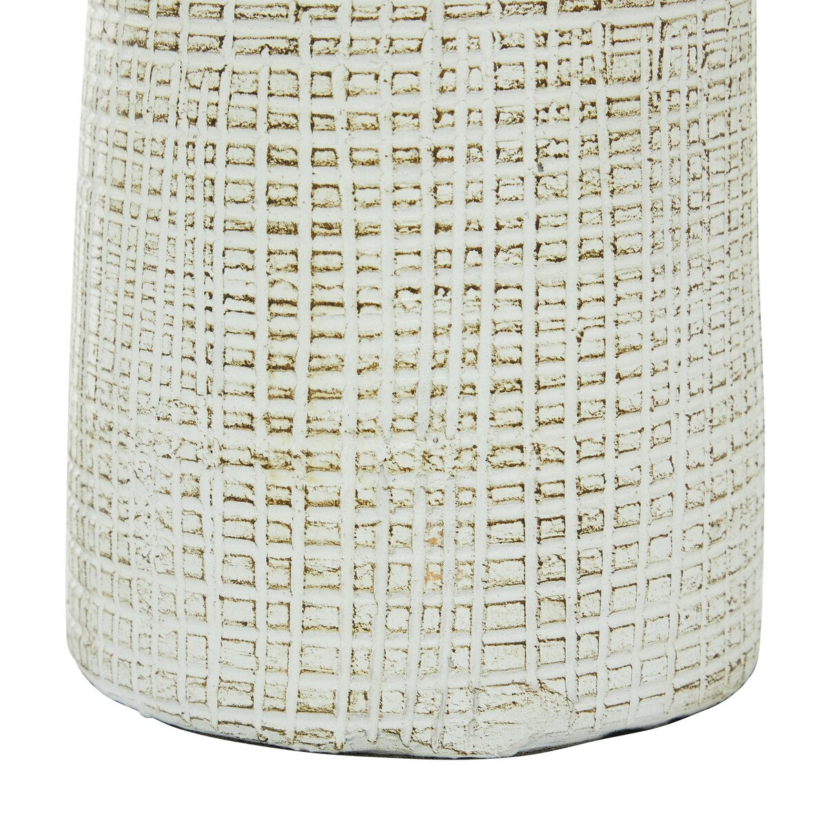 Ceramic Textured Crosshatch Decorative Vase - White - Roche River Decor