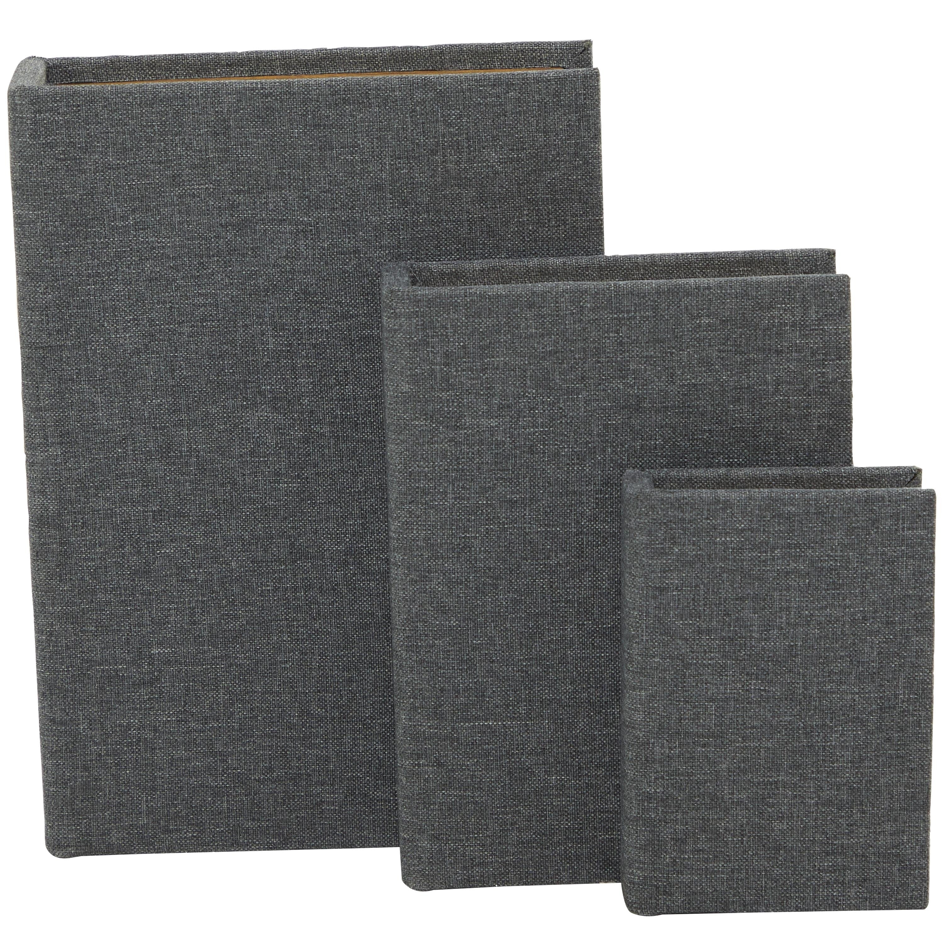 Linen Leather or Wooden Fabric Storage Book Decorative Box - Set of 3 or 4 Multi Colored - Roche River Decor