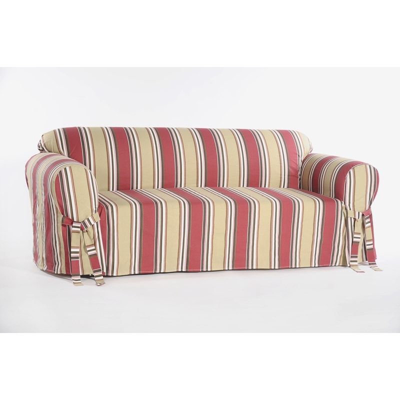 Classic Slipcovers Classic Stripe Cotton Loveseat Slipcover - N/A