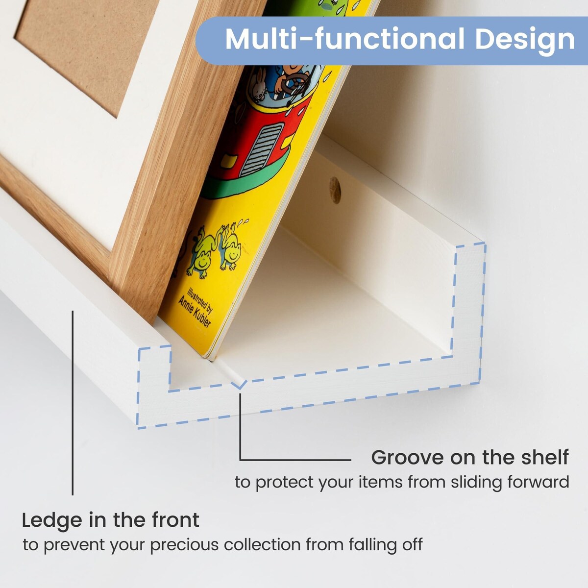 Solid Pine Wood Floating Ledge Shelves 2 Packs for Wall