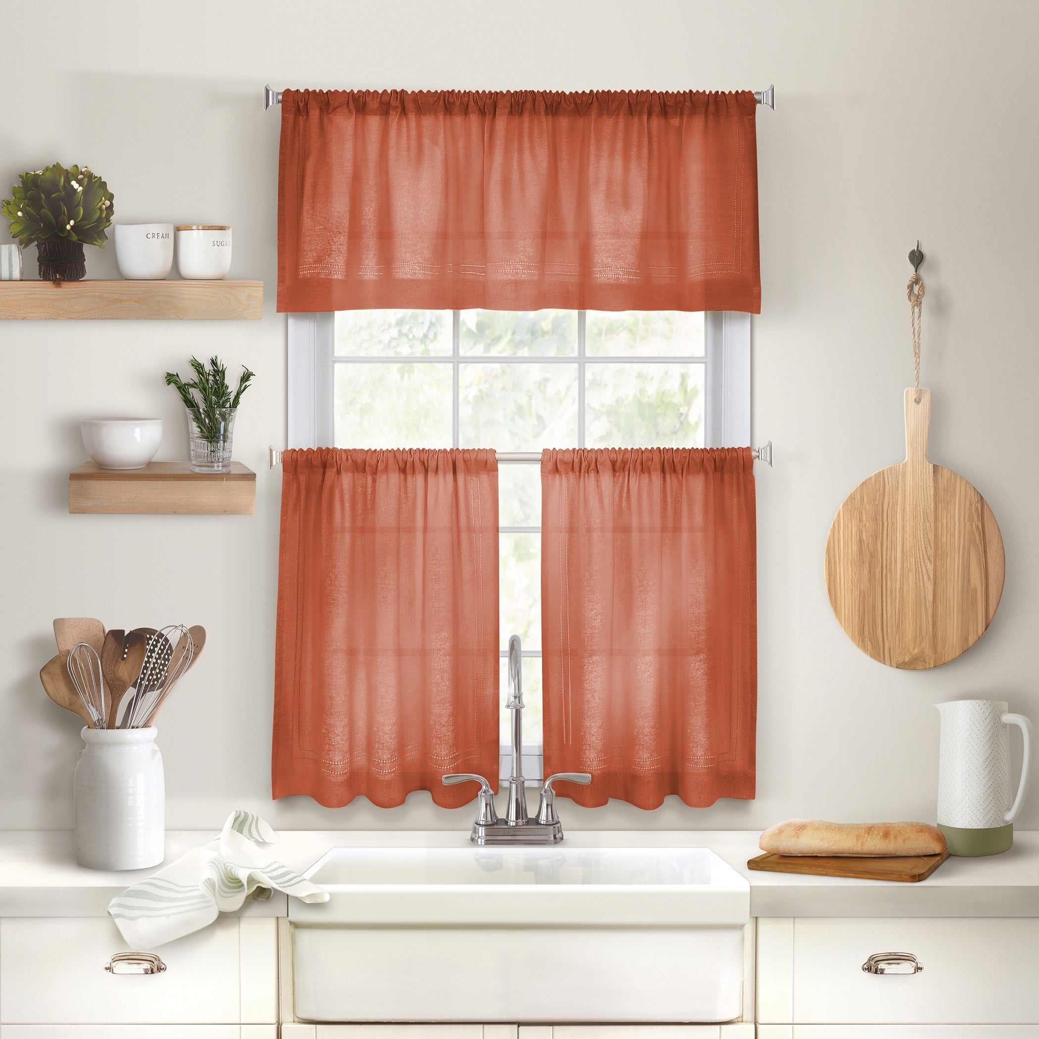 Elrene Cameron Rod Pocket Kitchen Curtain Tier Set of Two