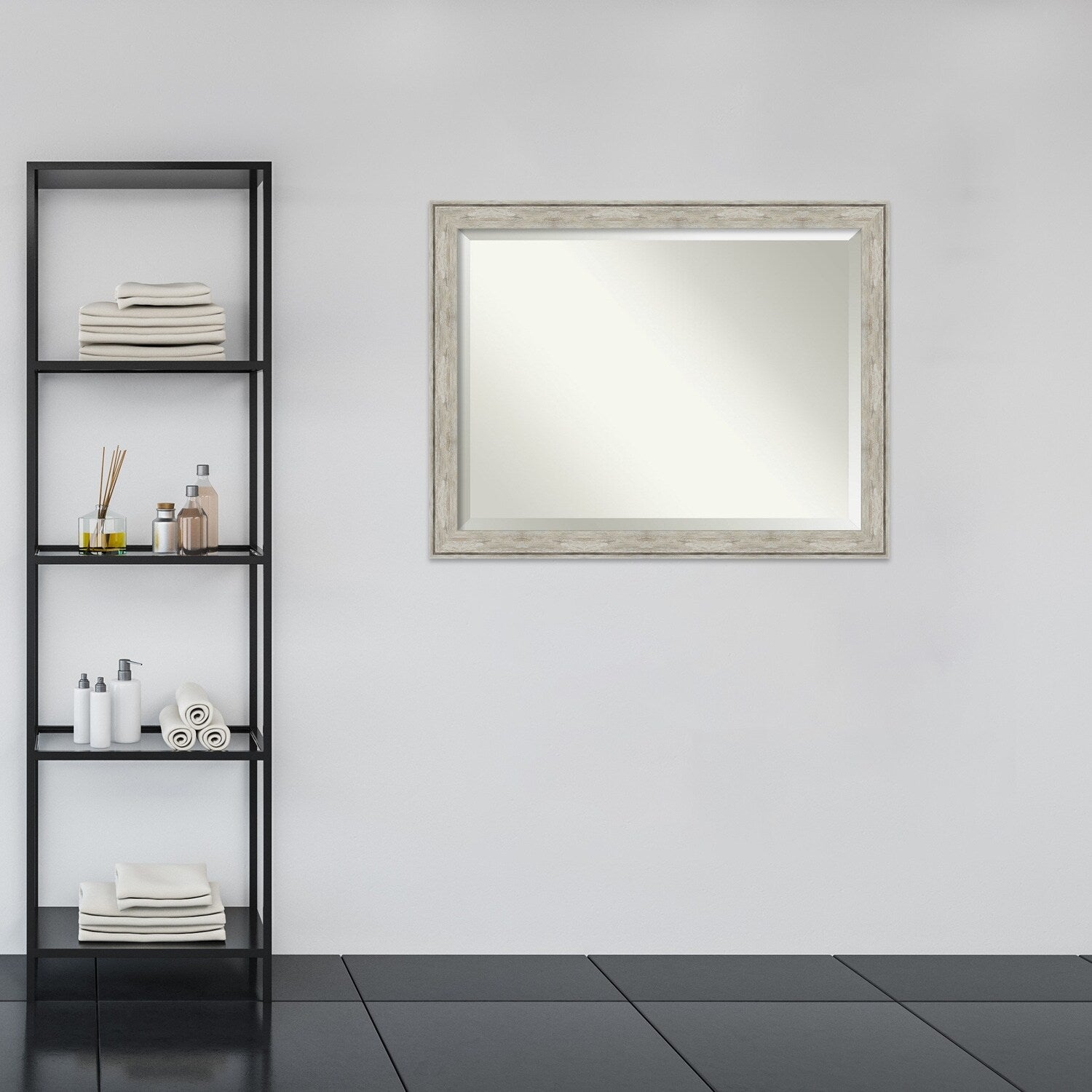 Beveled Bathroom Wall Mirror - Crackled Metallic Frame