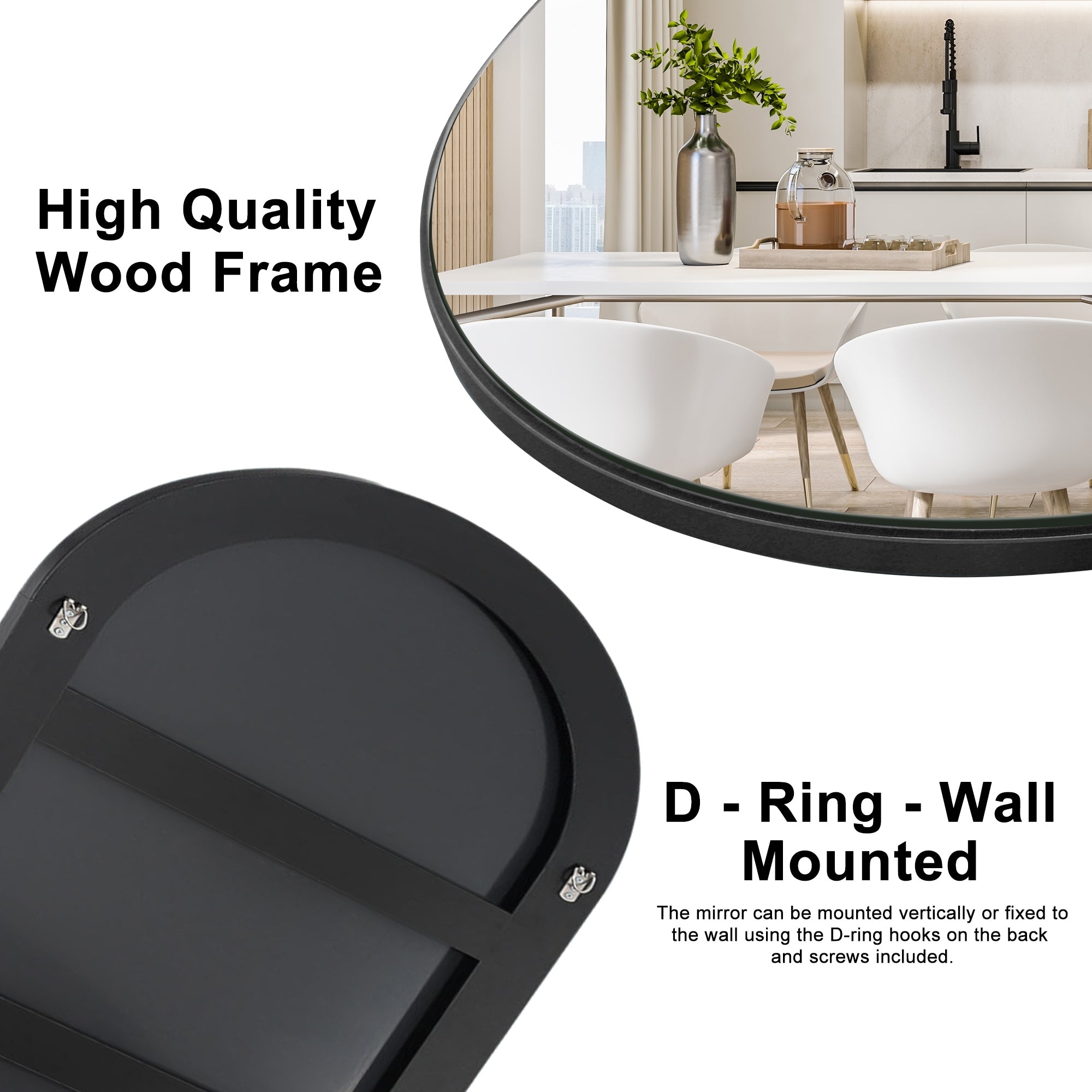 Modern Arched Full-Length Wood Floor Standing Mirror