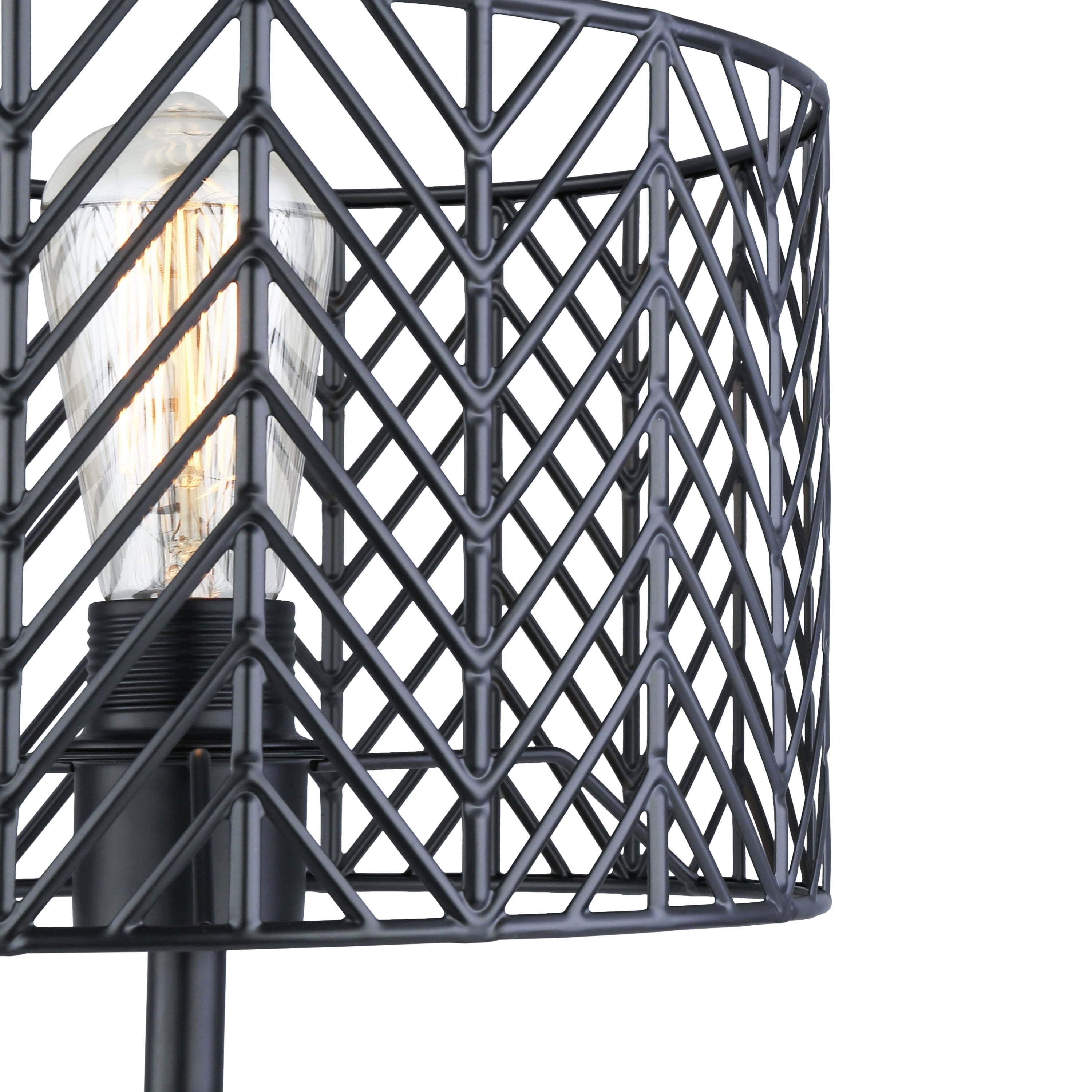 Roisin River of Goods Black Metal Cage-Shade 18.5-Inch Tripod-Base Accent Lamp - 10.125 x 10.125 x 18.5