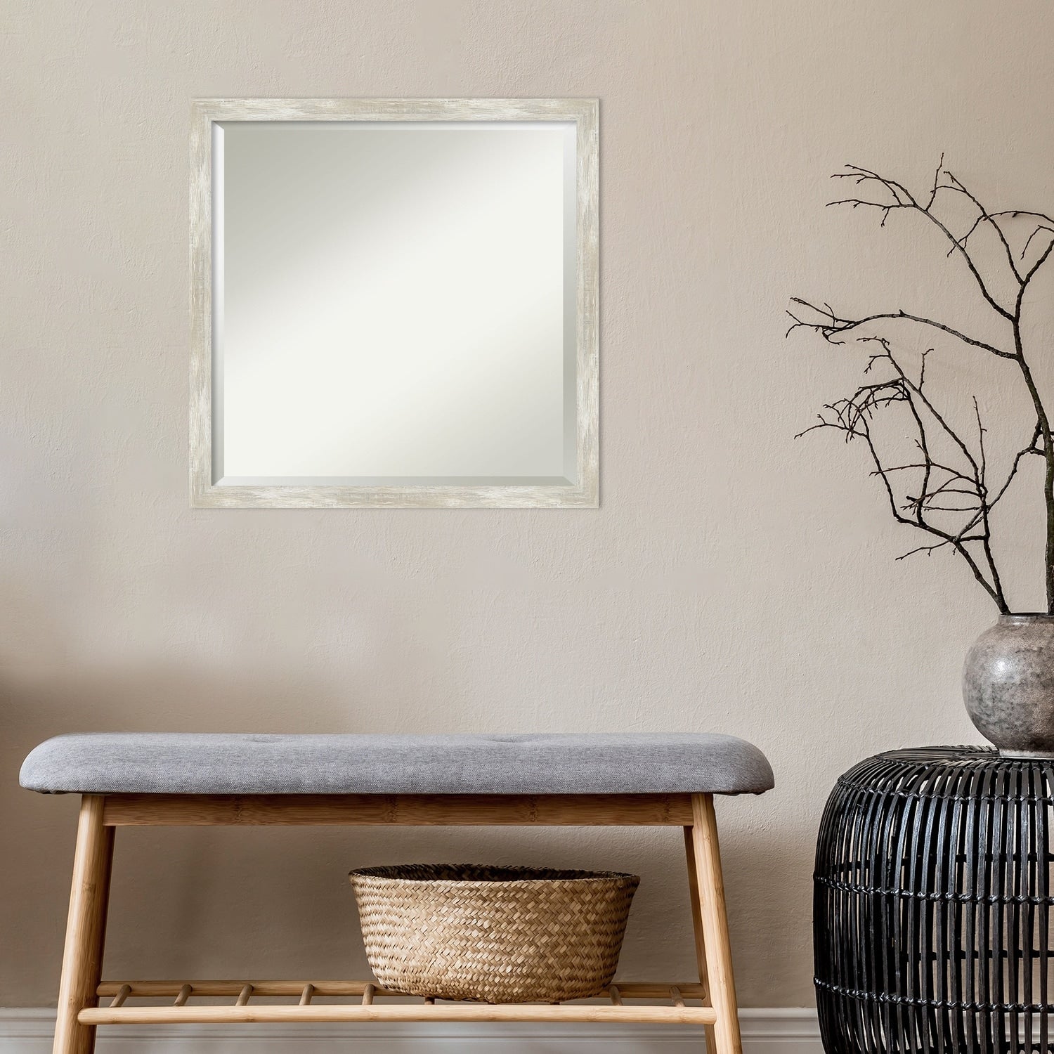 Beveled Bathroom Wall Mirror - Crackled Metallic Frame