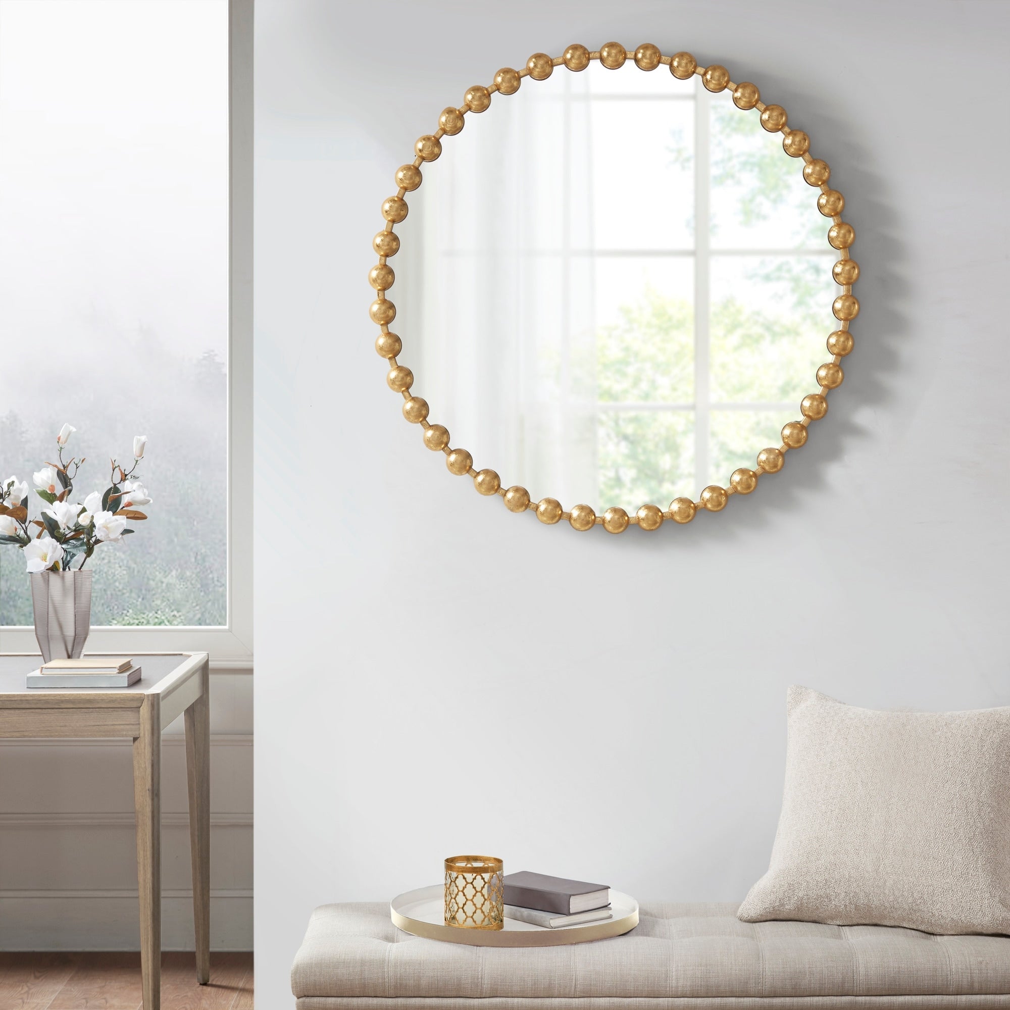 Madison Park Signature Marlowe Beaded Round Wall Mirror