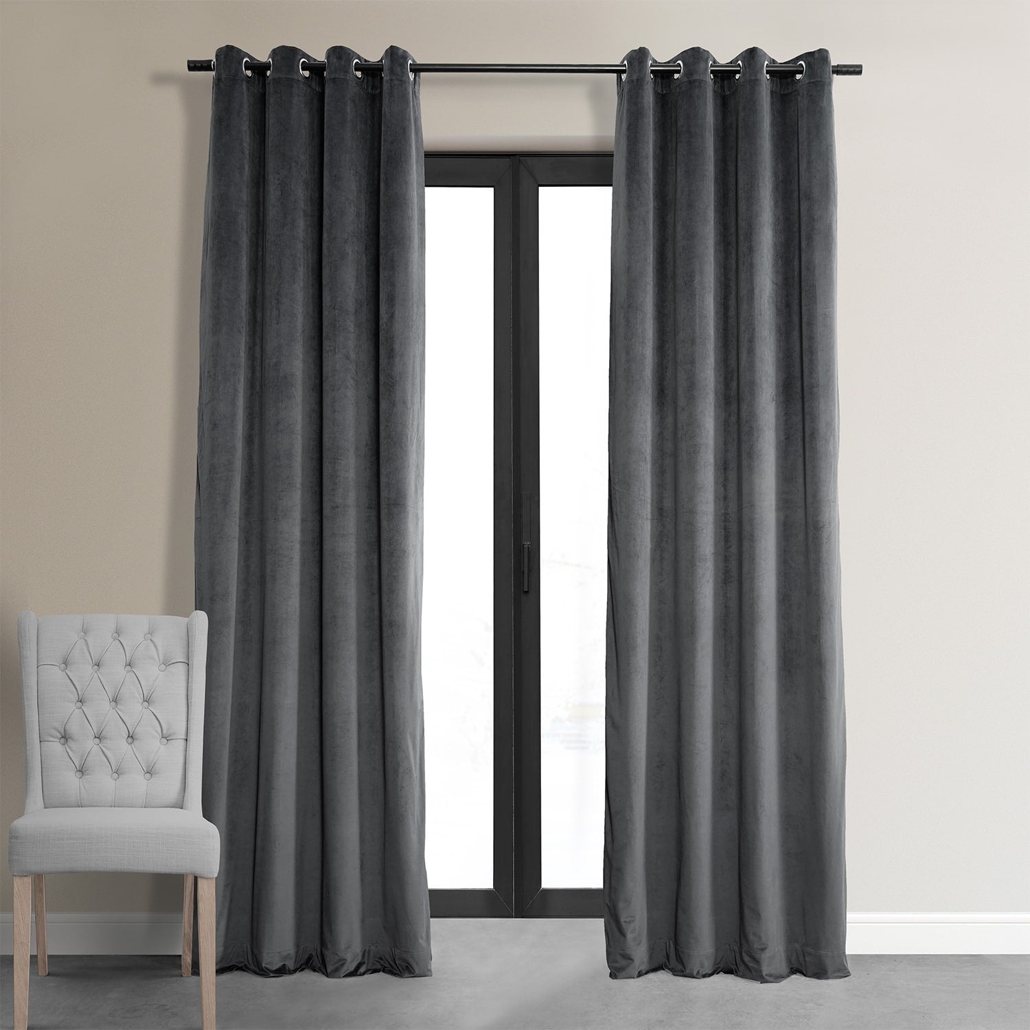 Exclusive Fabrics Signature Grommet Velvet Blackout Curtain (1 Panel)