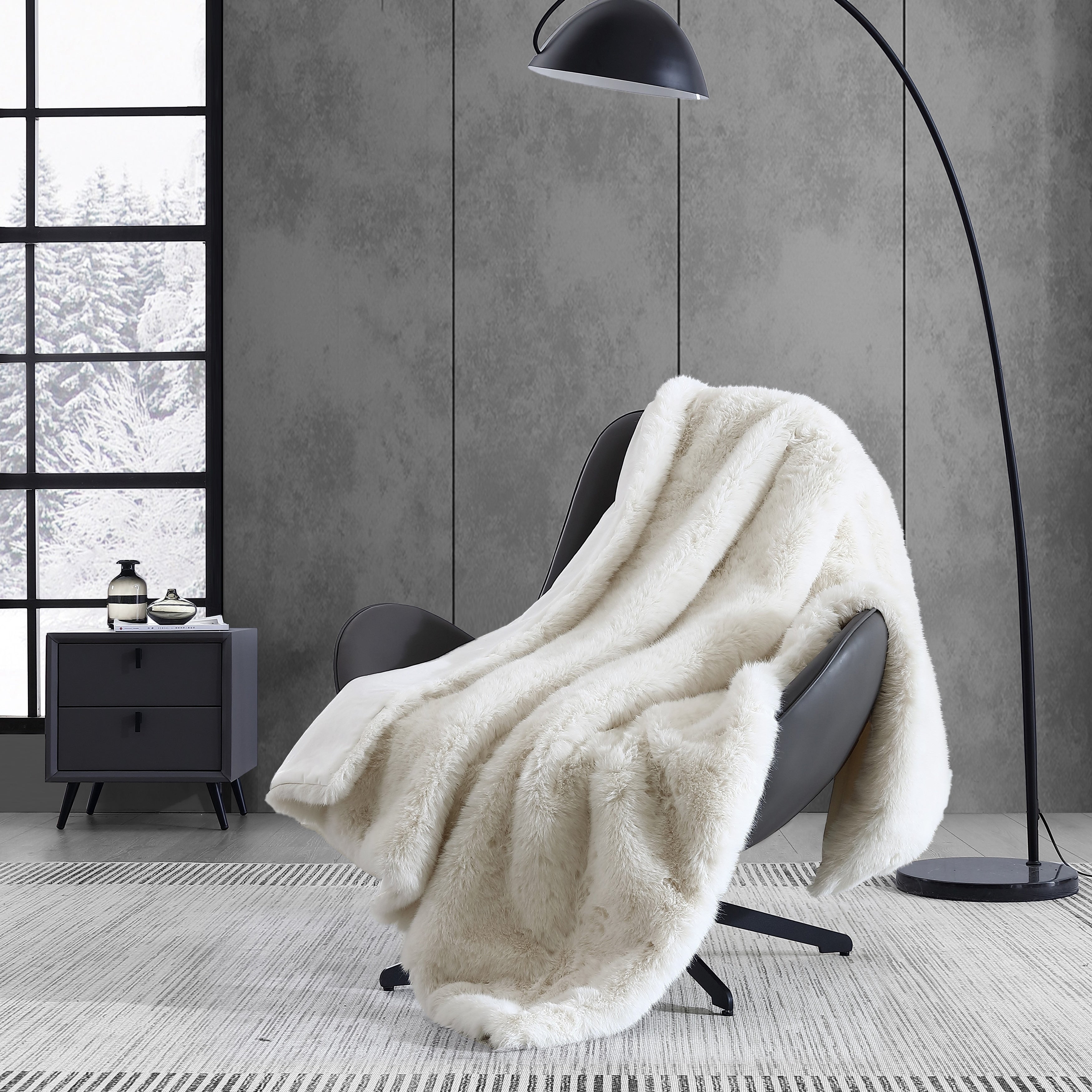 Vera Wang Long Pile Luxury 50 X 60 Throw Blanket