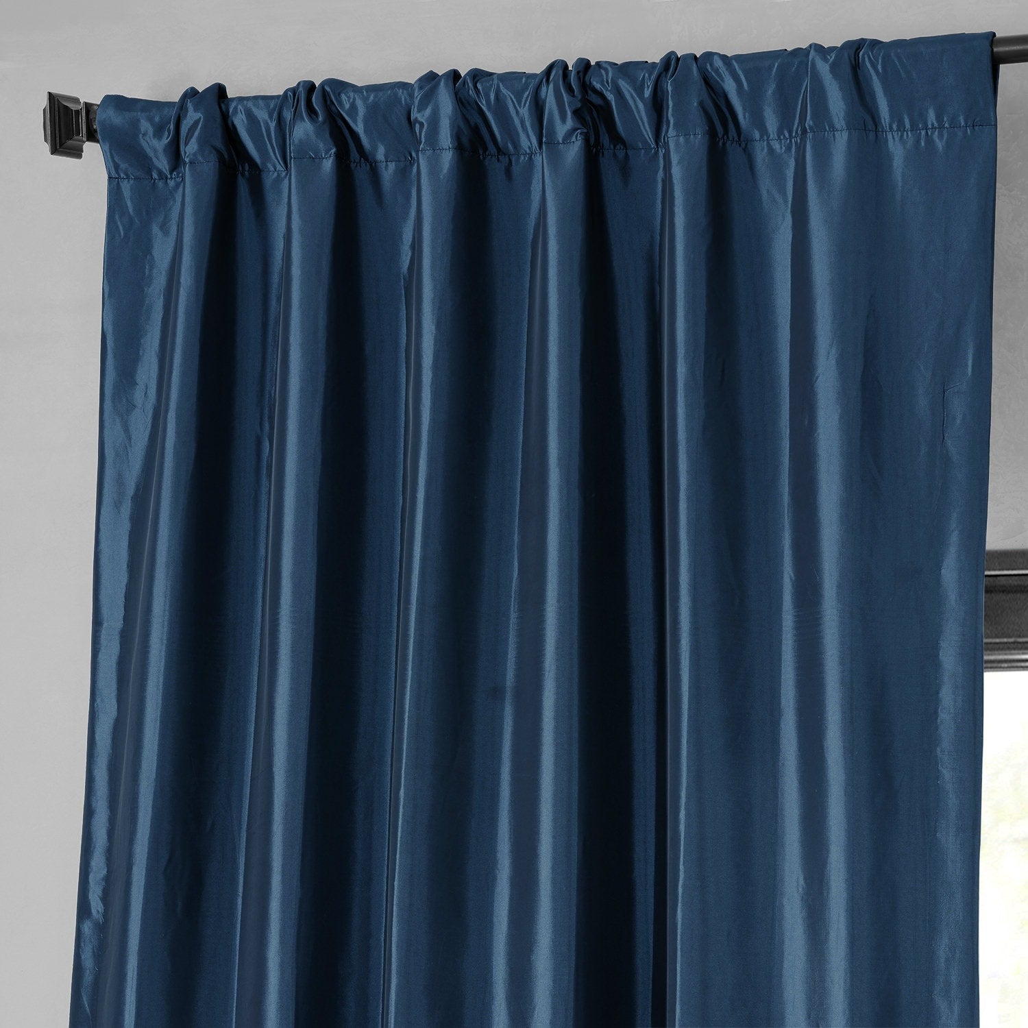 Exclusive Fabric Faux Silk Taffeta Solid Blackout Curtain (1 Panel)