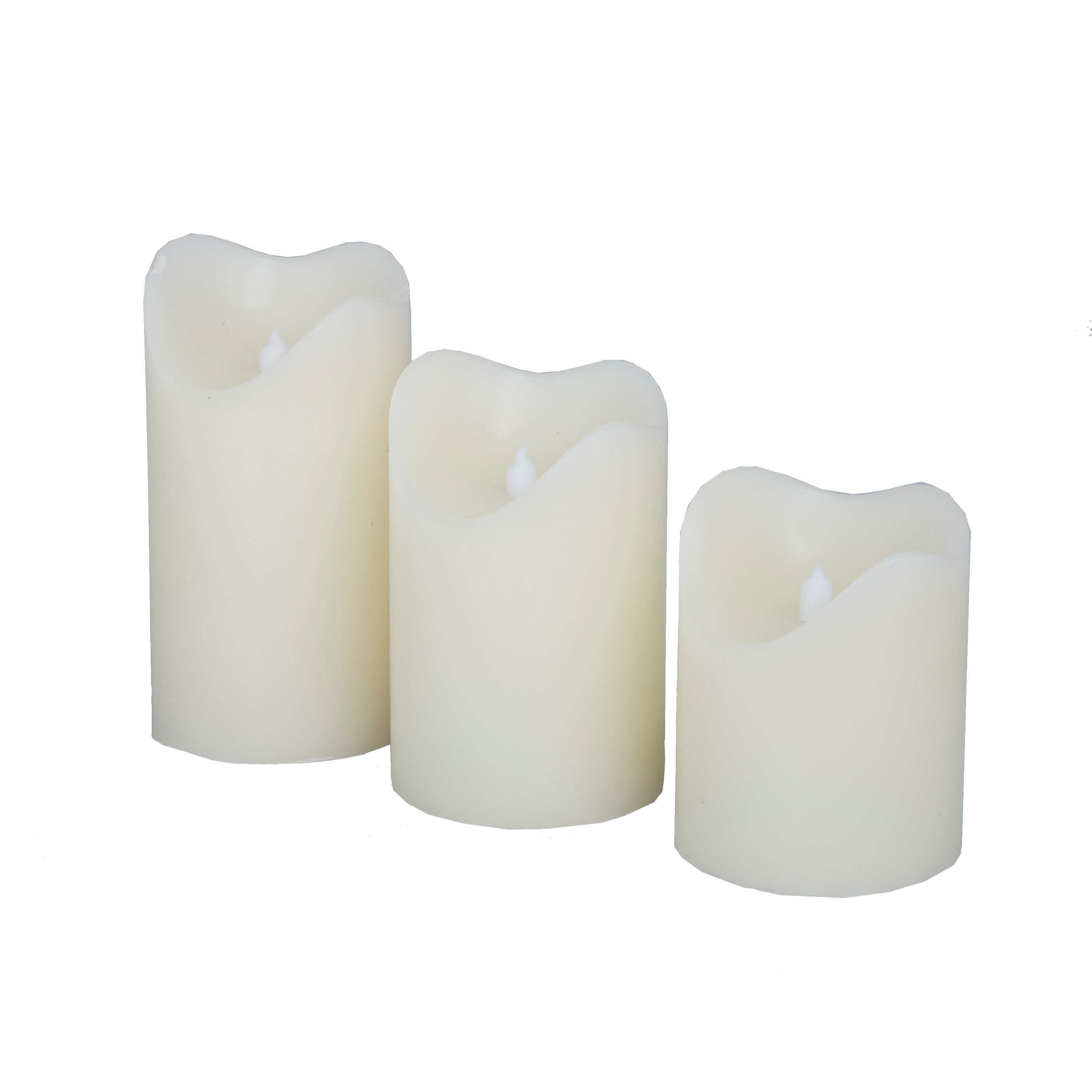 Silver, Cream, Red or Gold Wax Gold Base Flameless Candle with Remote Control (Set of 3) - S/3 6, 5, 4H