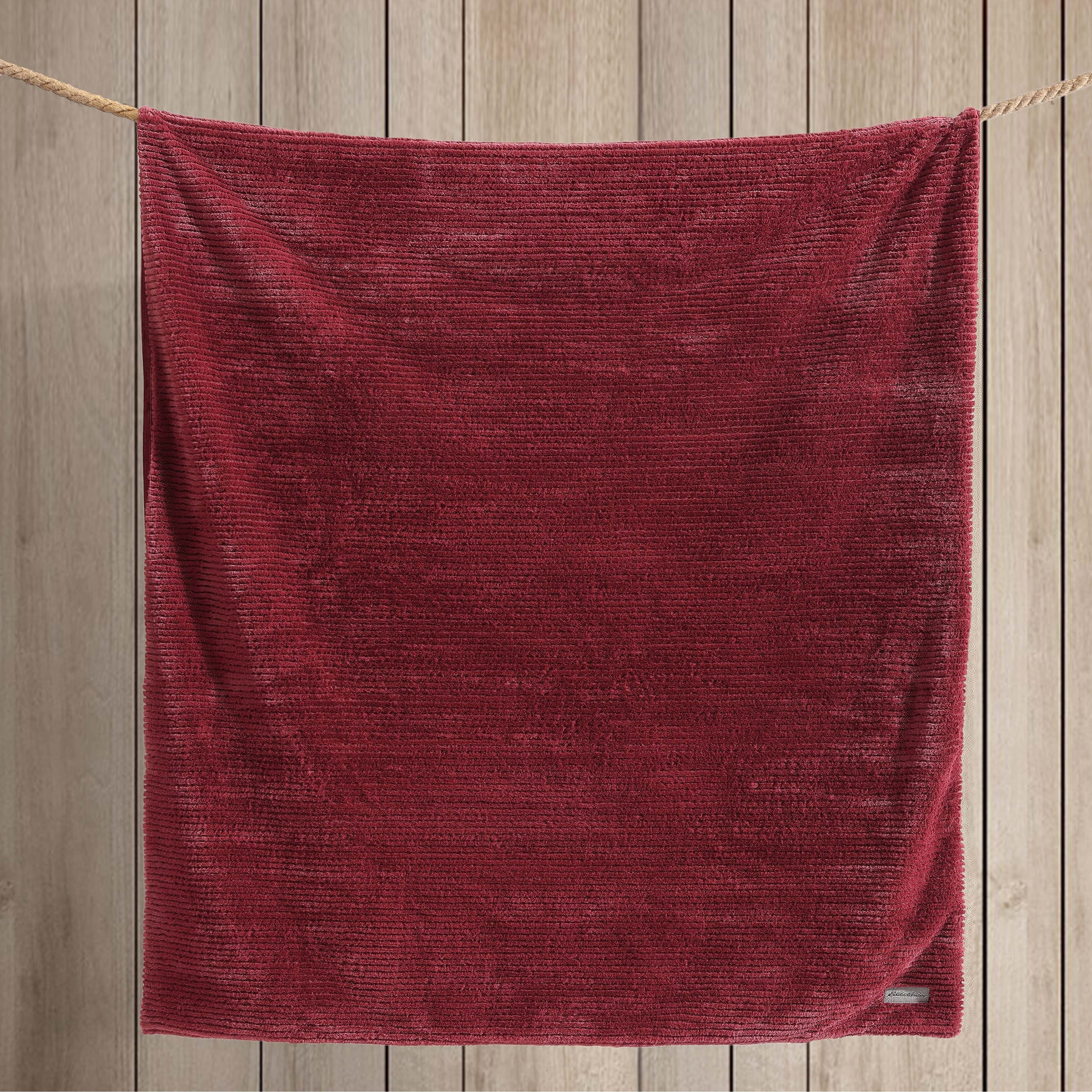 Eddie Bauer Ribbed Super Soft Textured- Solid Plush Throw Blanket