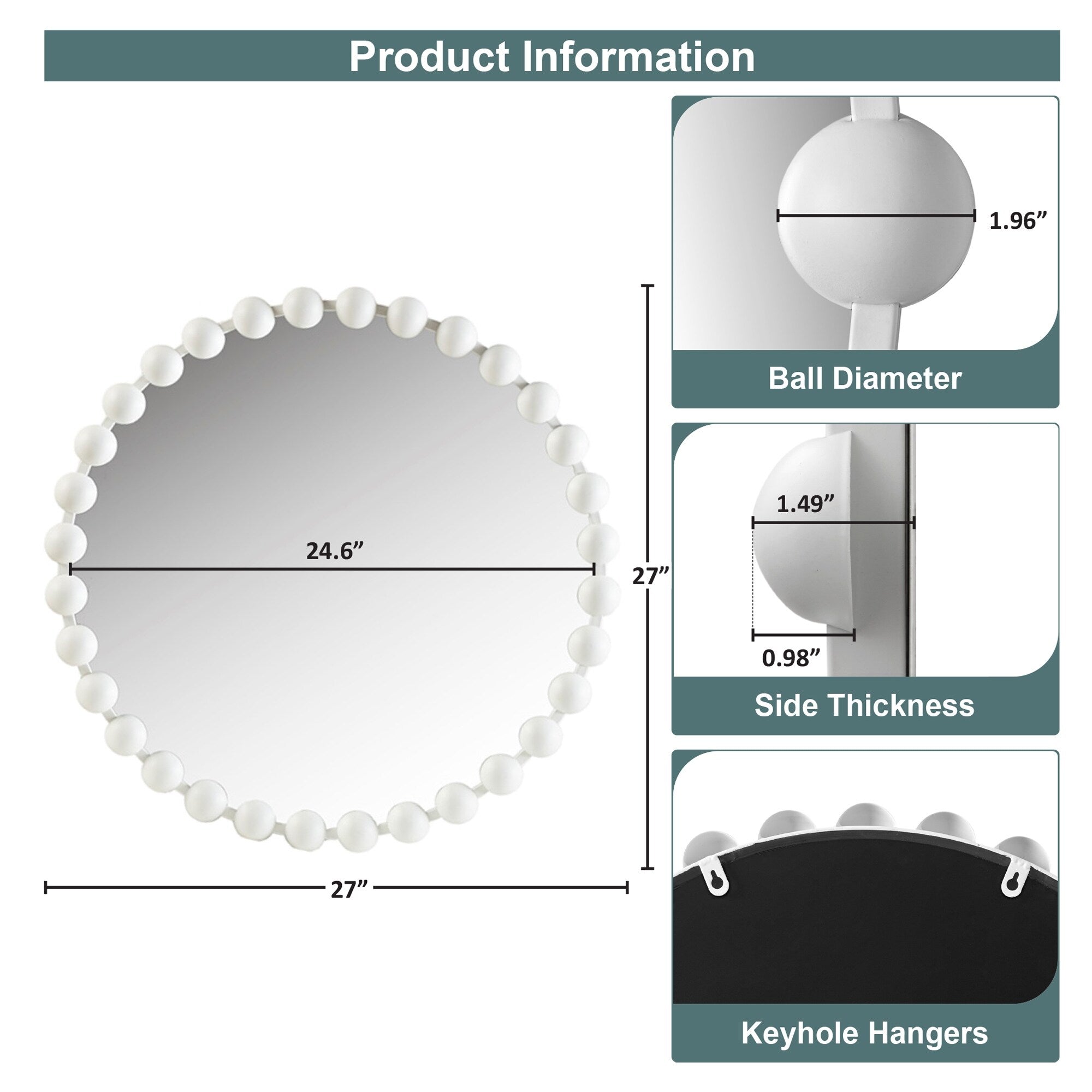 Madison Park Signature Marlowe Beaded Round Wall Mirror