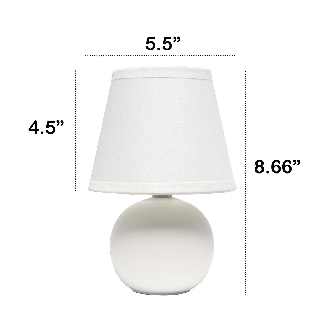 8.66 Petite Orb Base Lamp w Matching Fabric Shade