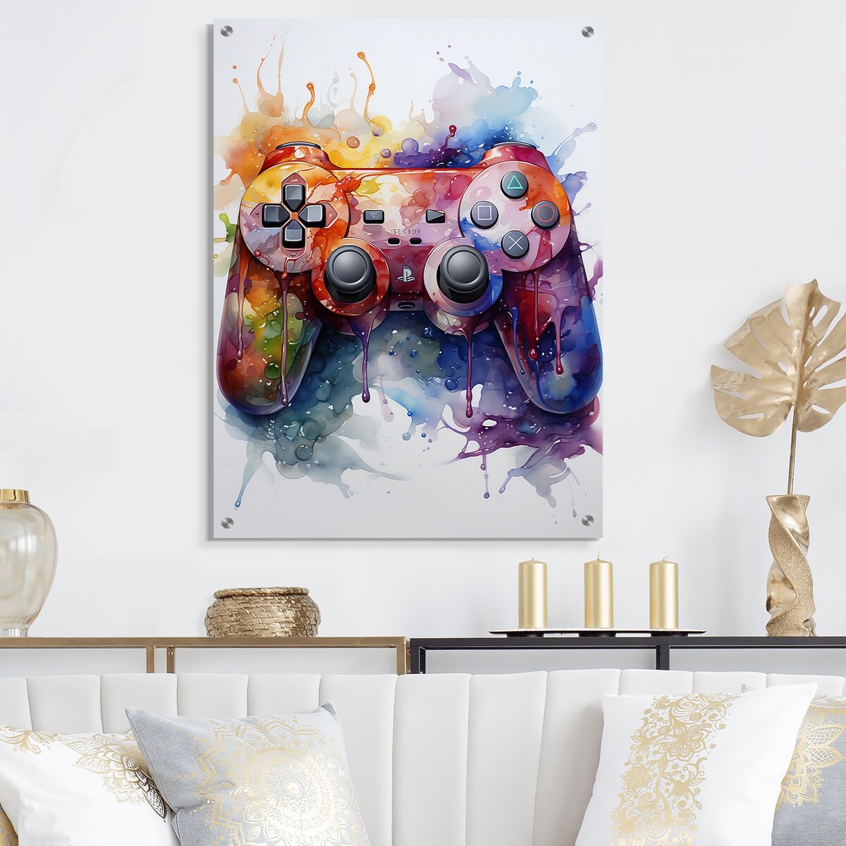 Designart Colorful Video Game Gameplay Bliss Video Games Multi-Color - Modern Acrylic Wall Art For Hallway Decor