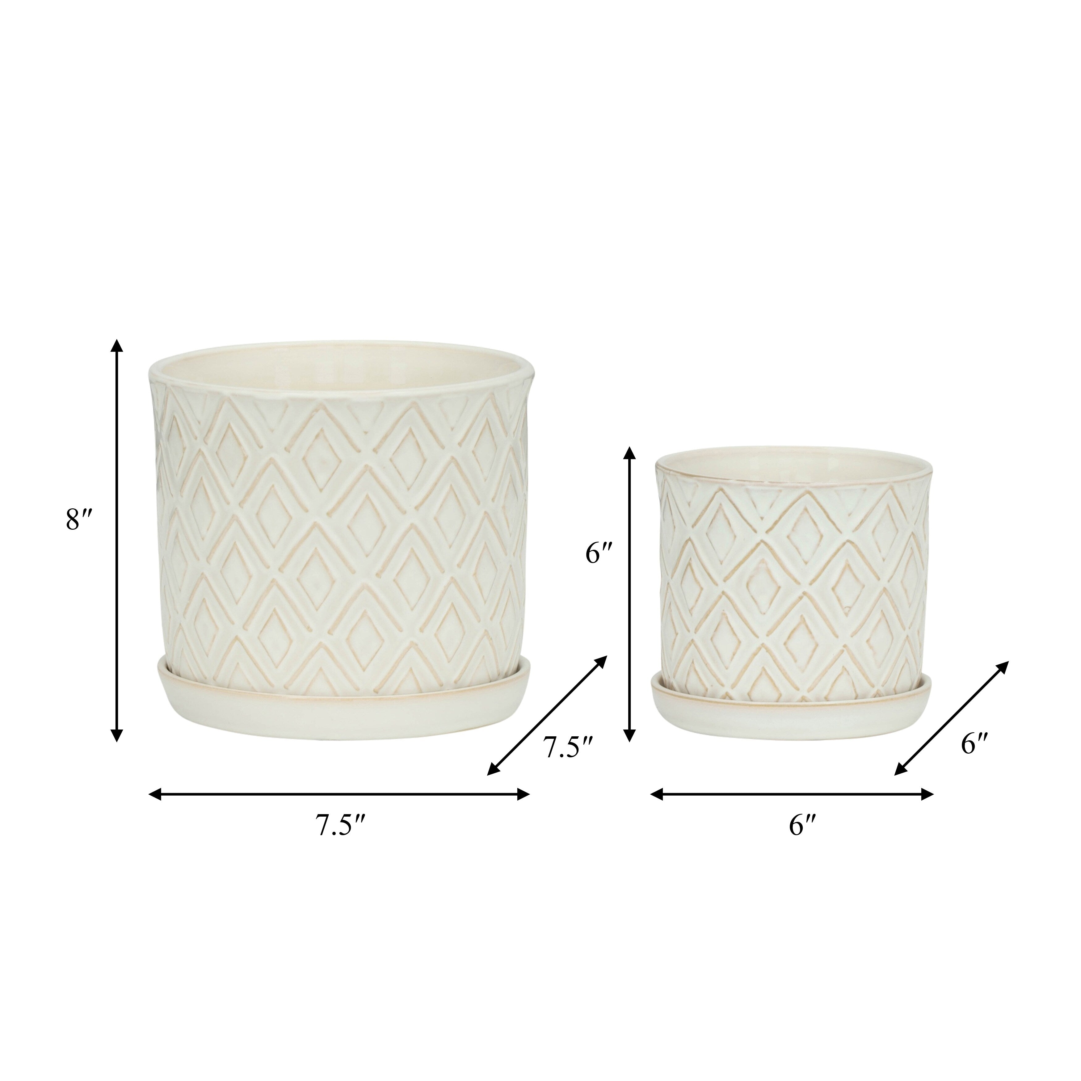 Sagebrook Home Modern Indoor or Outdoor Ceramic Planter Set of 2