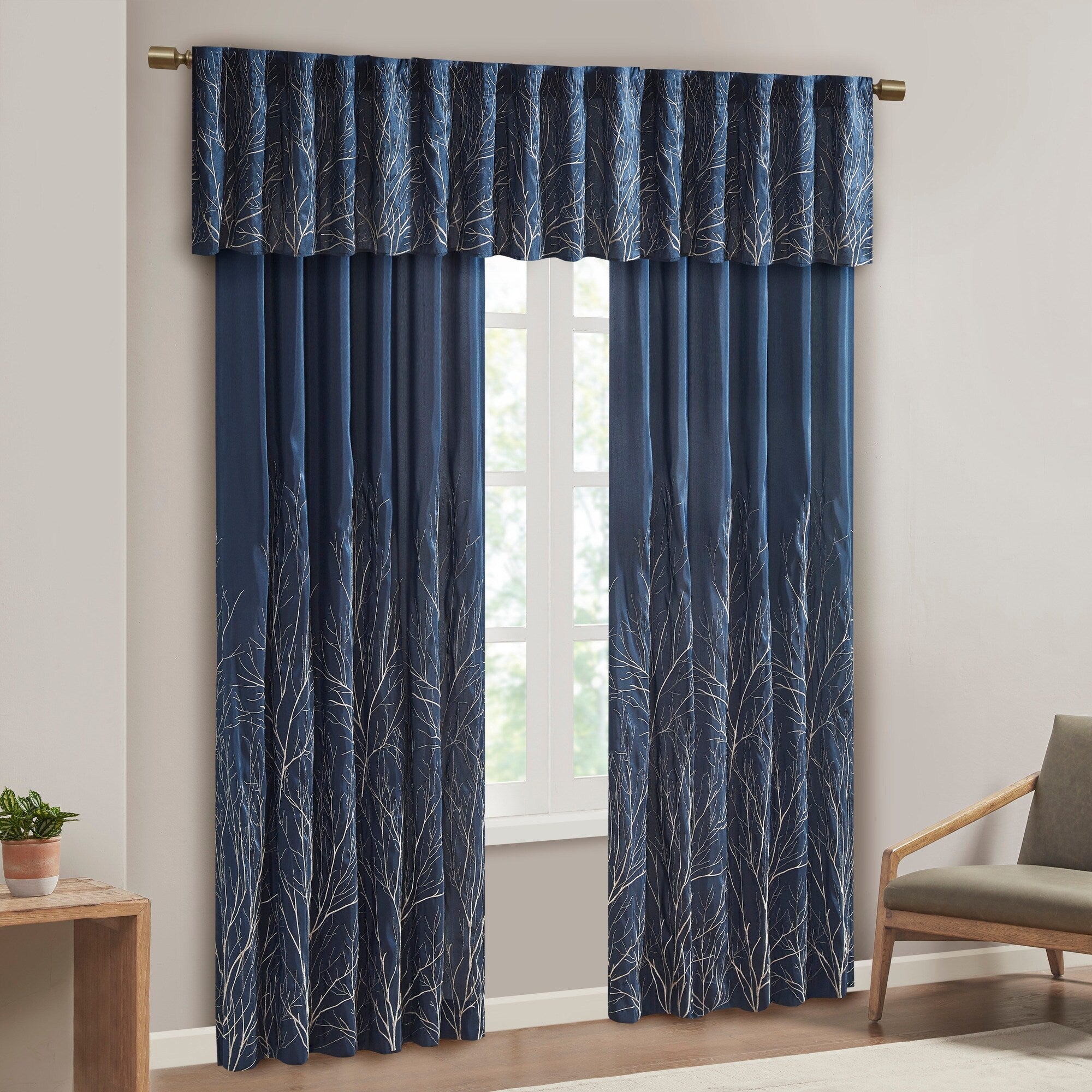 Madison Park Eliza Faux Silk Embroidered Window Valance - 50 x 18