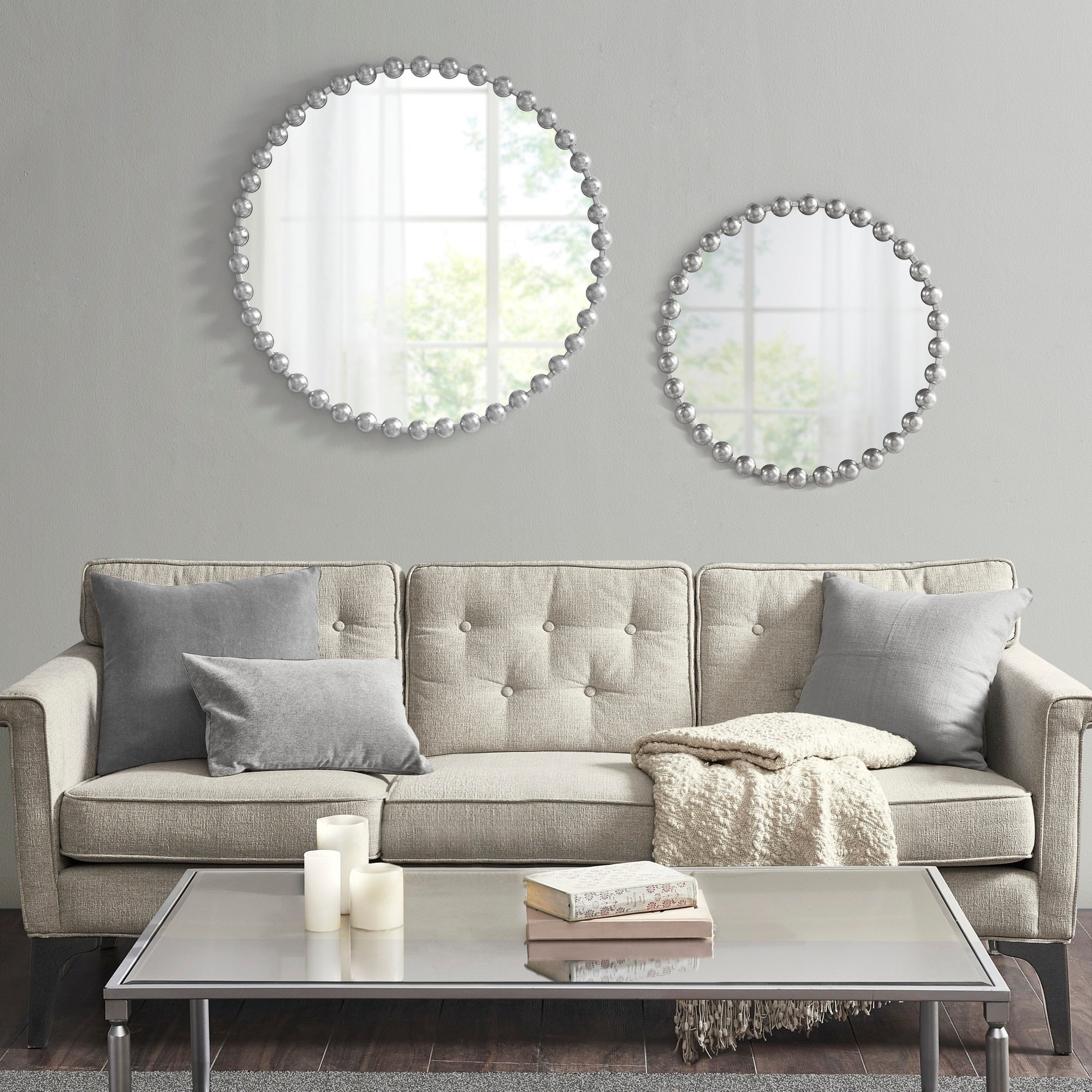 Madison Park Signature Marlowe Beaded Round Wall Mirror