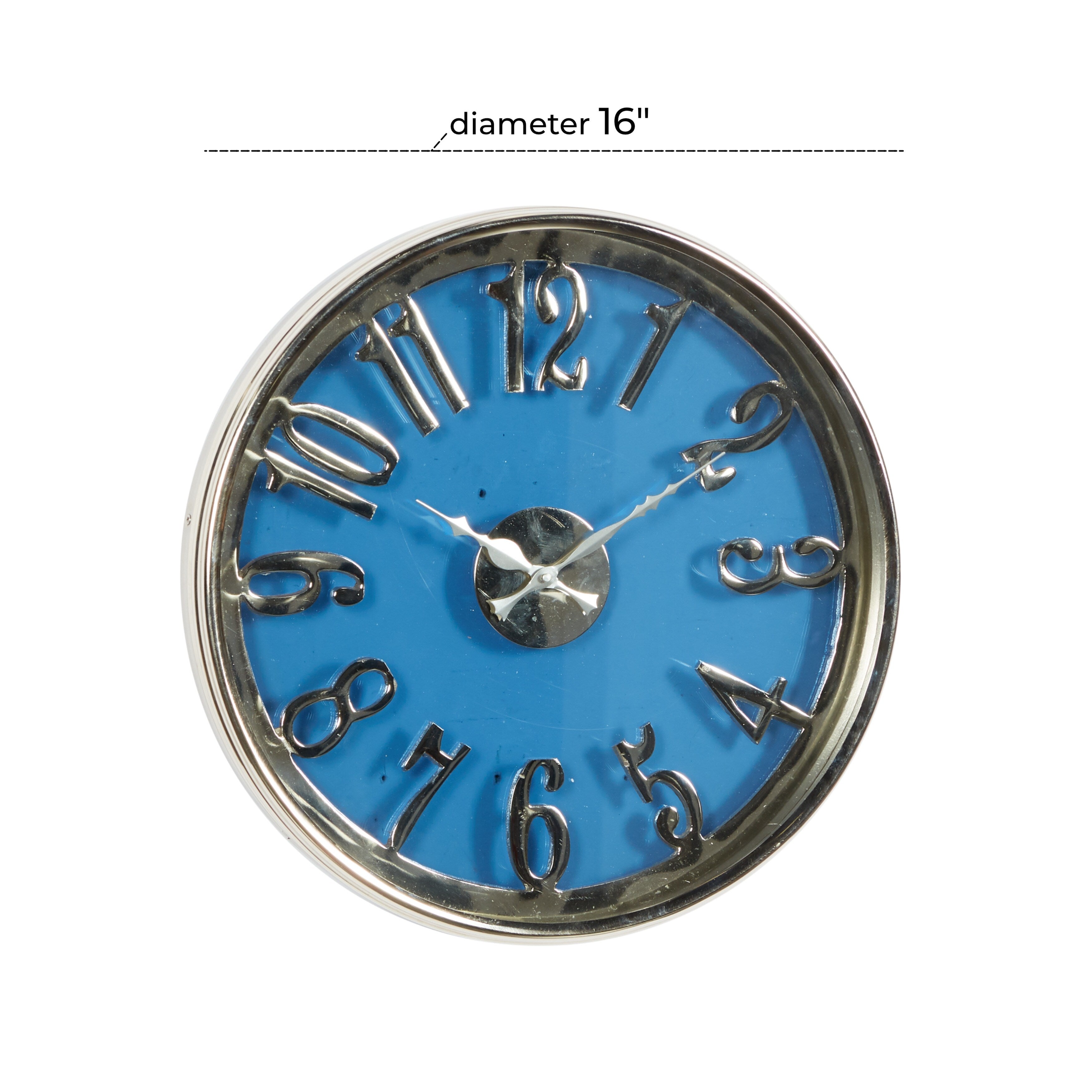 Blue aluminum Contemporary Wall Clock 16 x 16 x 2 - 16 x 2 x 16