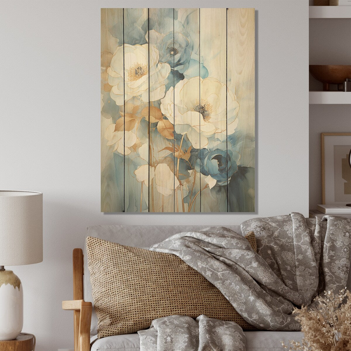 Designart Vivid Ranunculus Hues V Ranunculus Wood Wall Decor - Traditional Beige Wood Panel On Natural Pine Wood