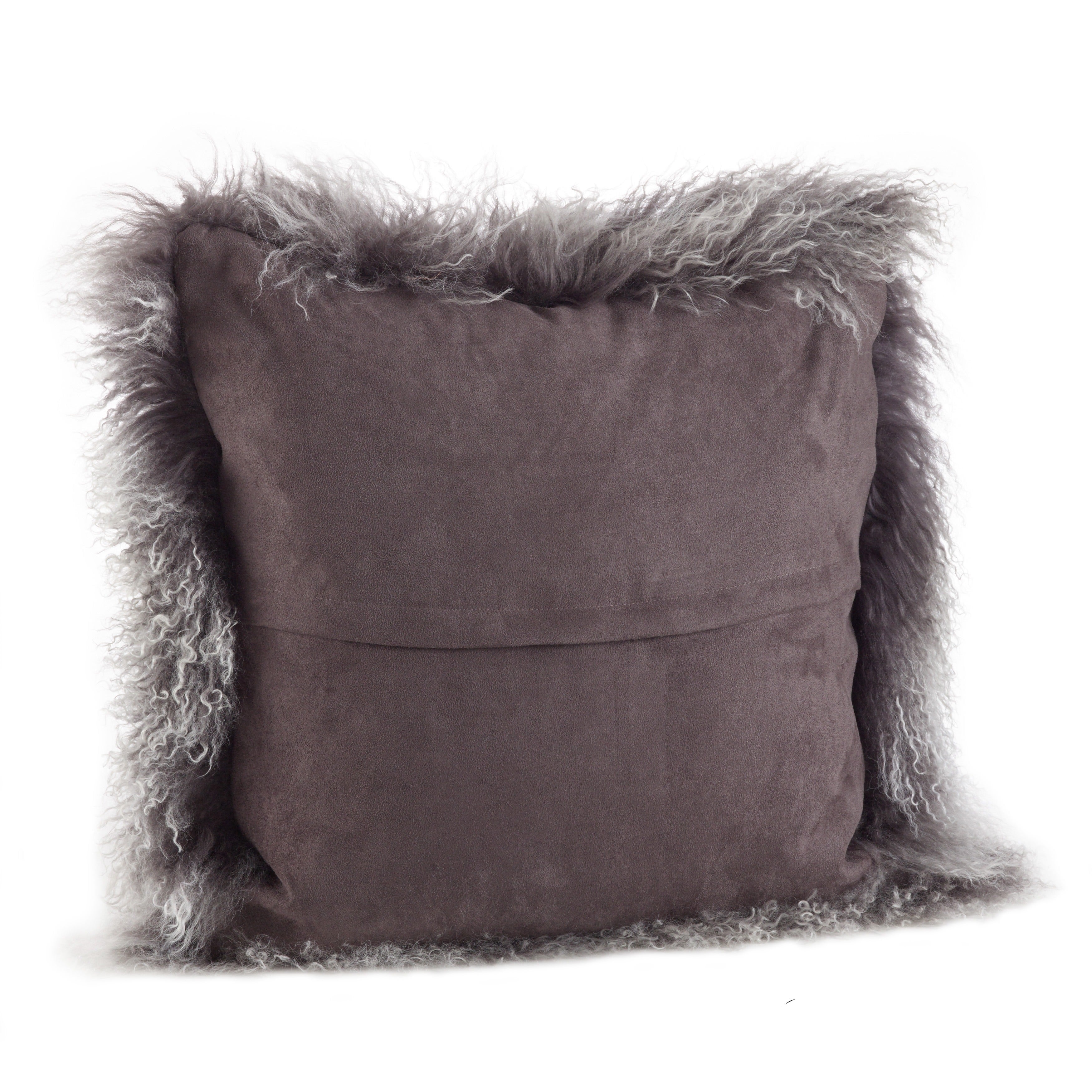 Wool Mongolian Lamb Fur Decorative Throw Pillow