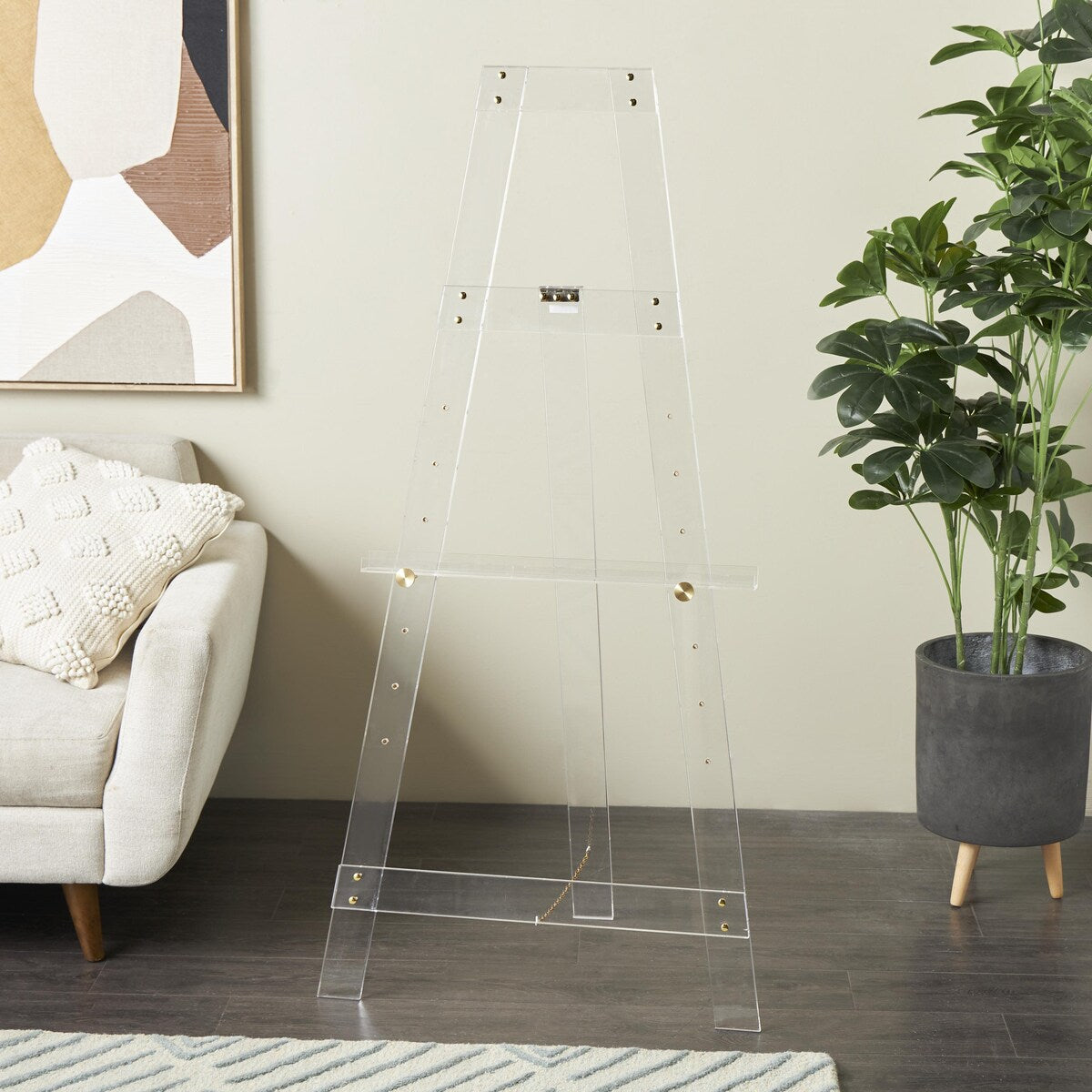 Acrylic Plastic Adjustable 7 Tier Display Easel with Silver or Gold Accents and Chain Support - Clear - Roche River Decor