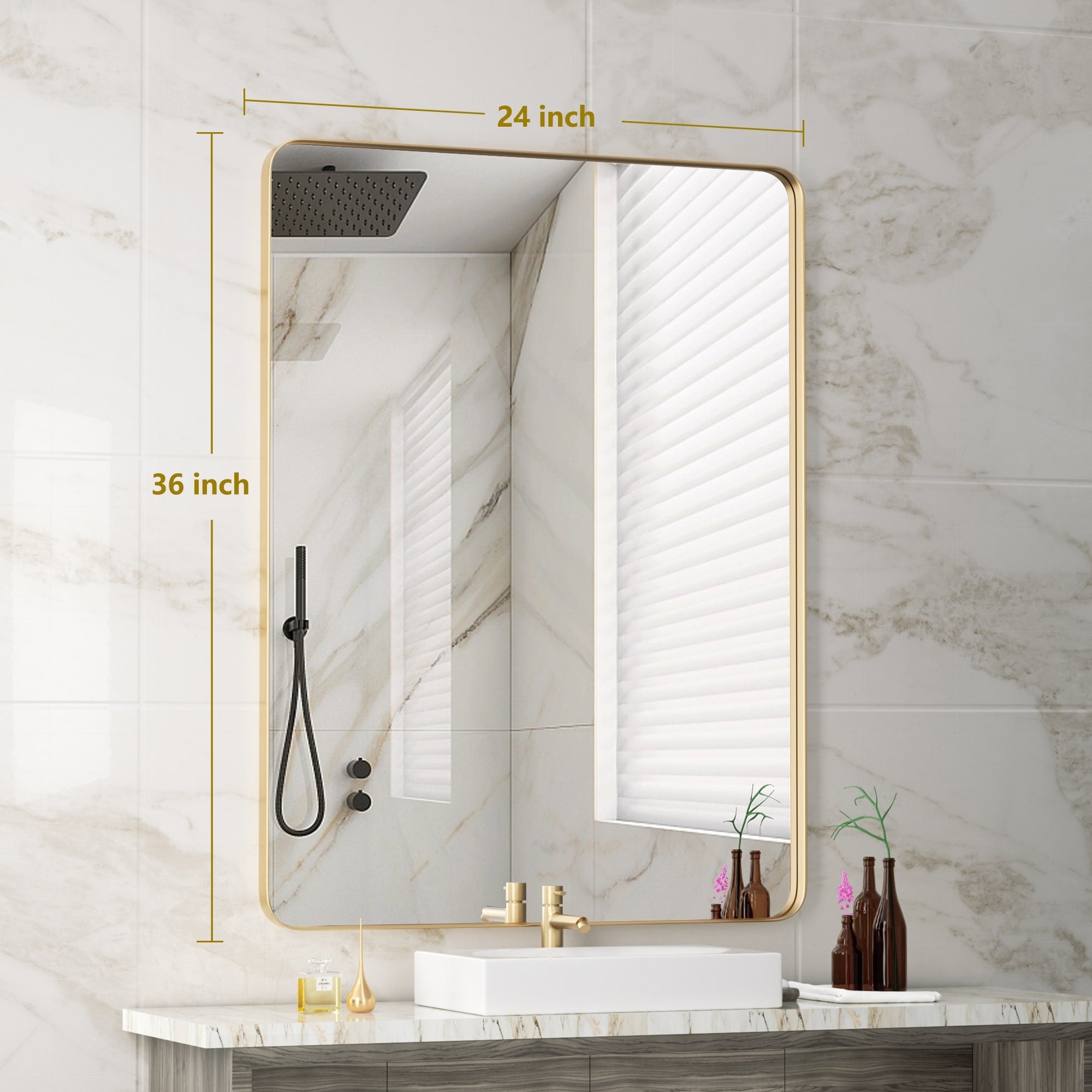 Stainless Steel Rectangular Mirror, Bathroom Mirror, Dressing Mirror, Wall Mirror, Decorative Mirror