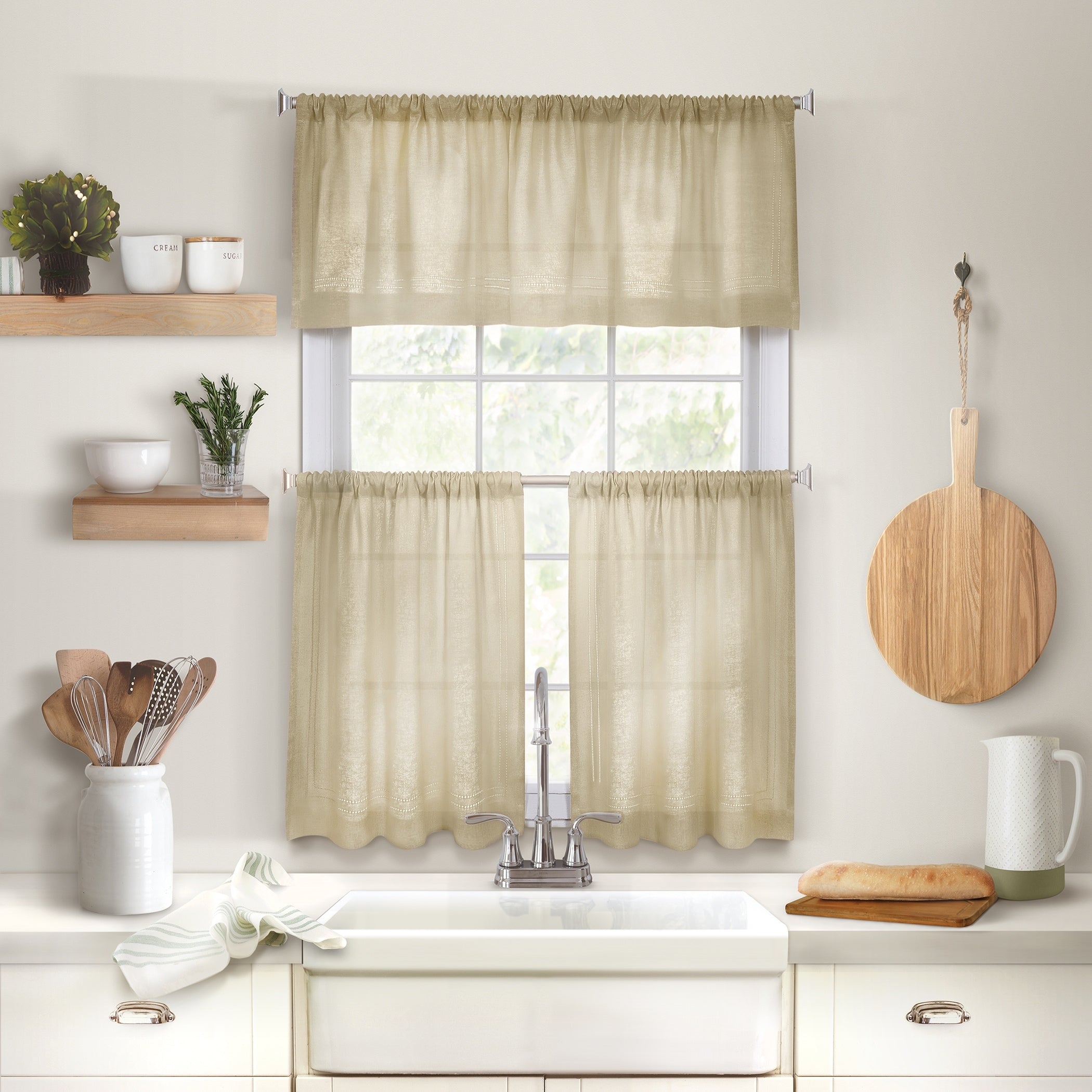 Elrene Cameron Rod Pocket Kitchen Curtain Tier Set of Two