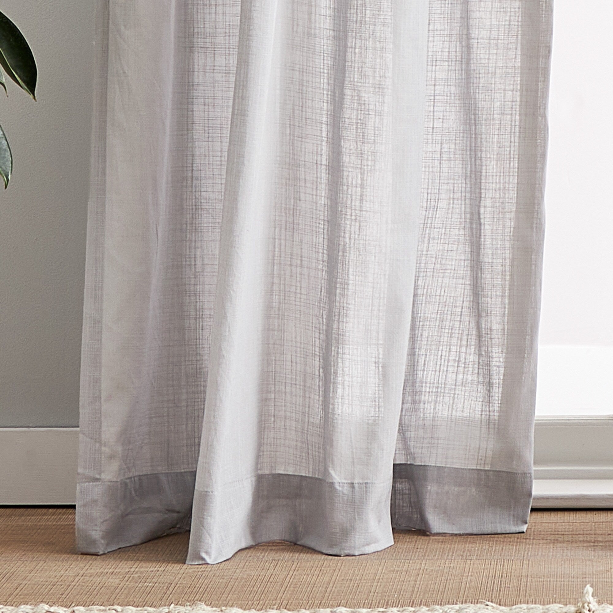 100% Cotton Sheer Tie Tab Curtain Panel Pair