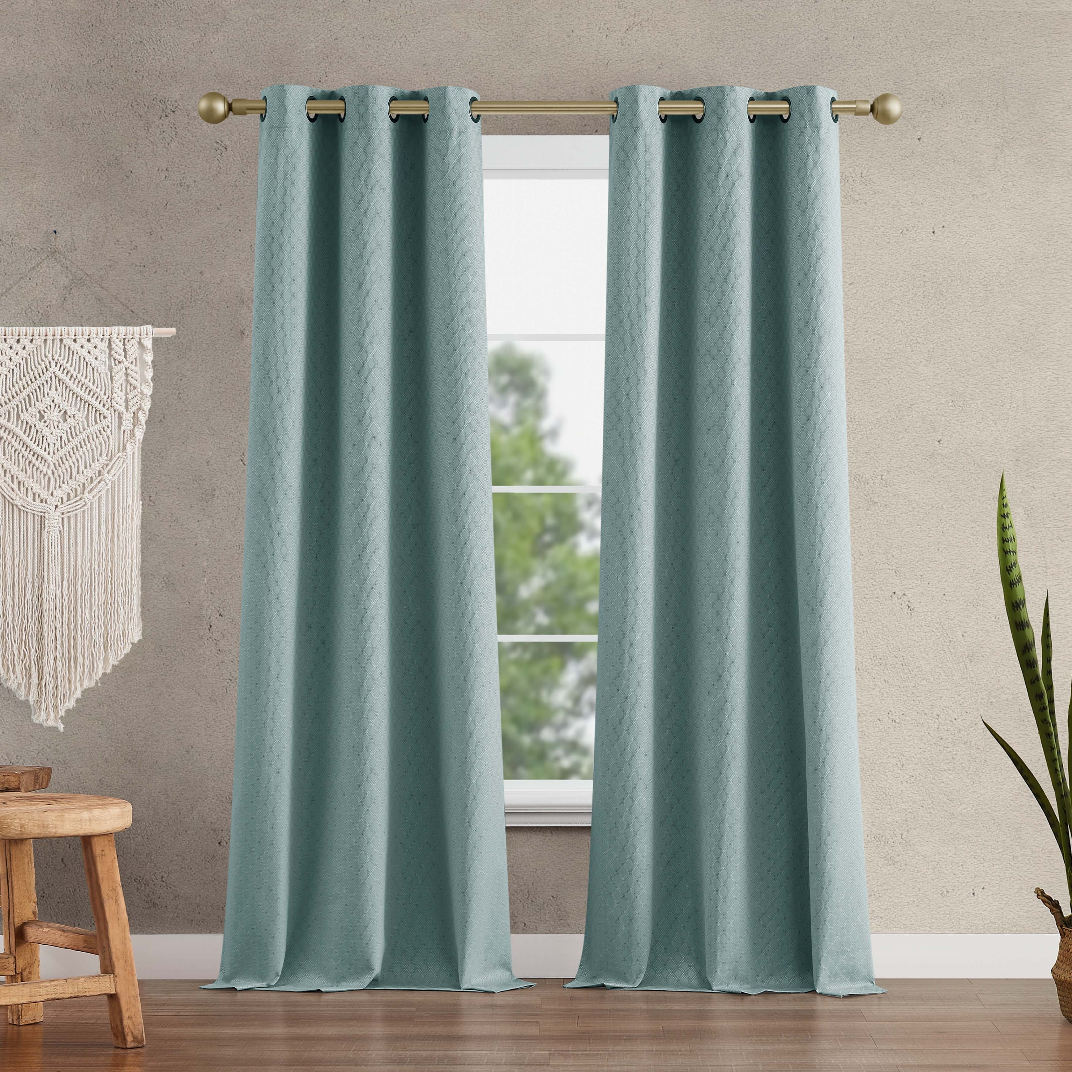 Jessica Simpson Faye Textured Blackout Grommet Window Curtain Panel Pair with Tiebacks