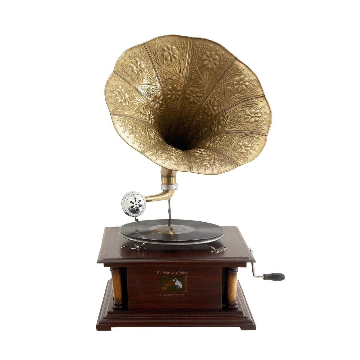 Wood Functional Gramophone with Record - Copper - Roche River Decor